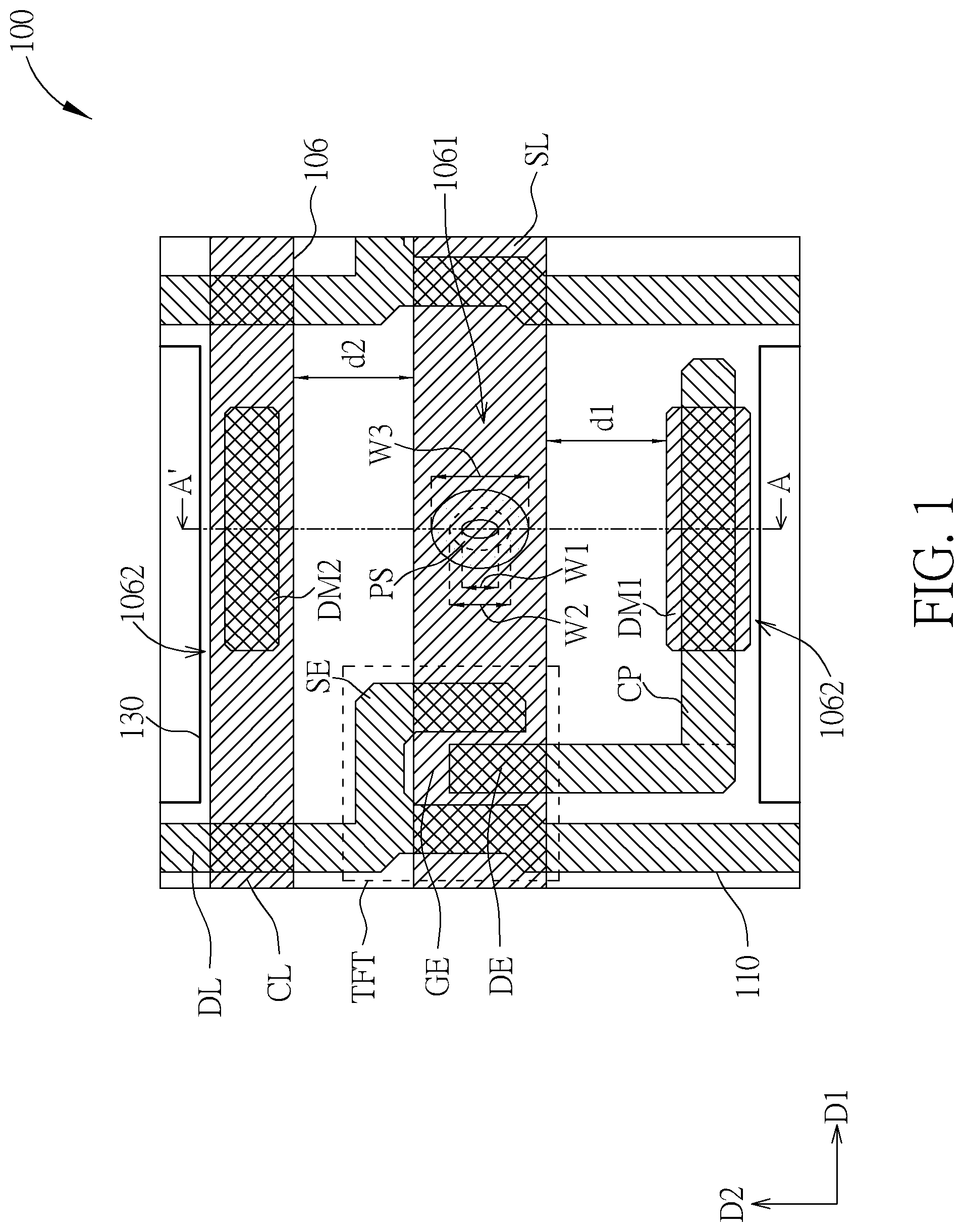 Patent US11774804 Figure 1 – Display device
