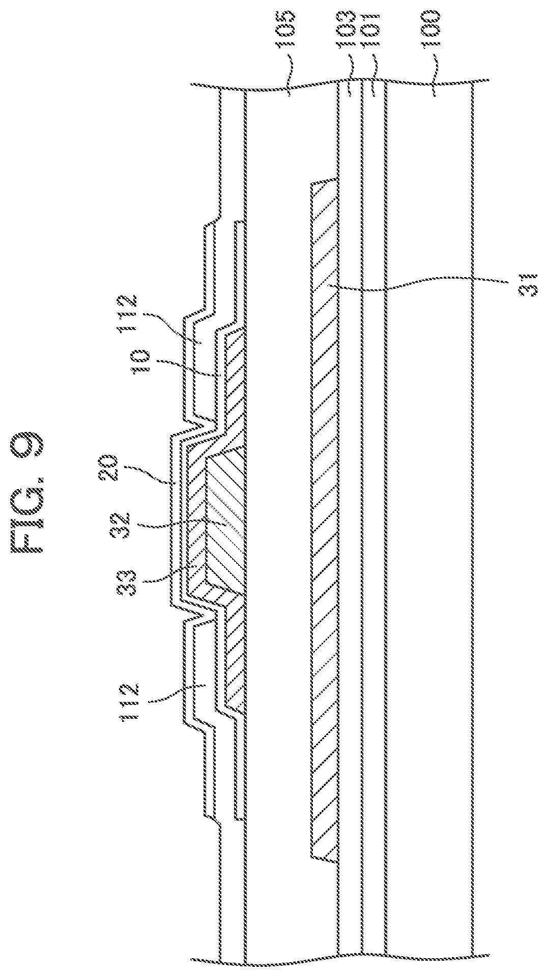 Patent US11774811 Figure 8 – Display device having through holes without overhang in cross section