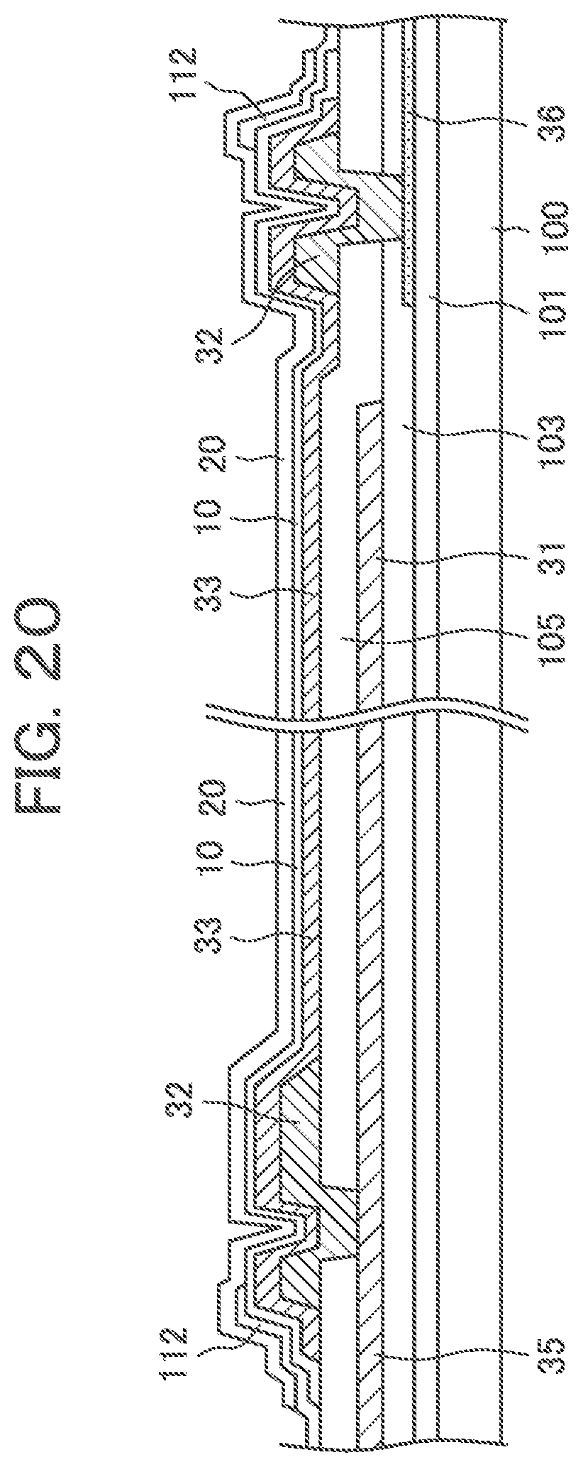 Patent US11774811 Figure 15 – Display device having through holes without overhang in cross section