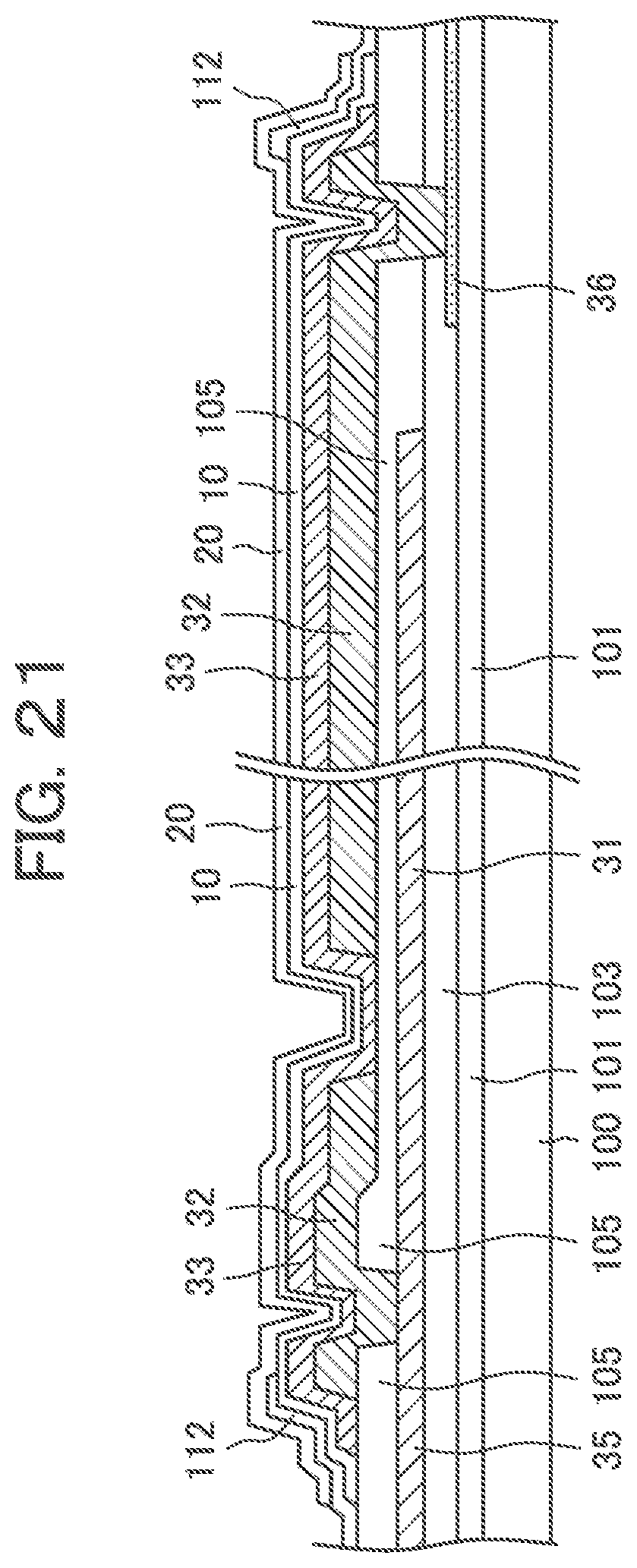 Patent US11774811 Figure 16 – Display device having through holes without overhang in cross section