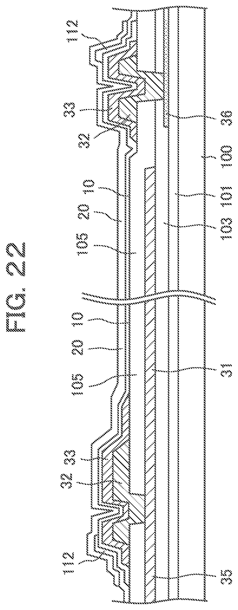 Patent US11774811 Figure 17 – Display device having through holes without overhang in cross section