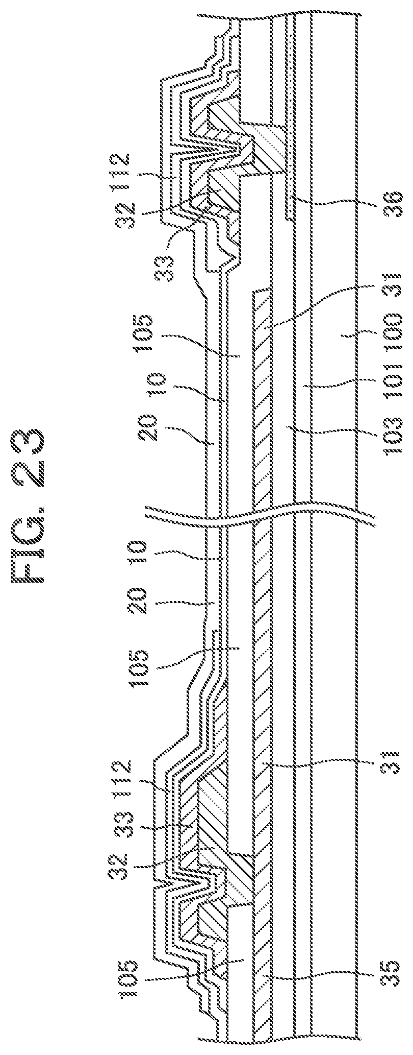 Patent US11774811 Figure 18 – Display device having through holes without overhang in cross section