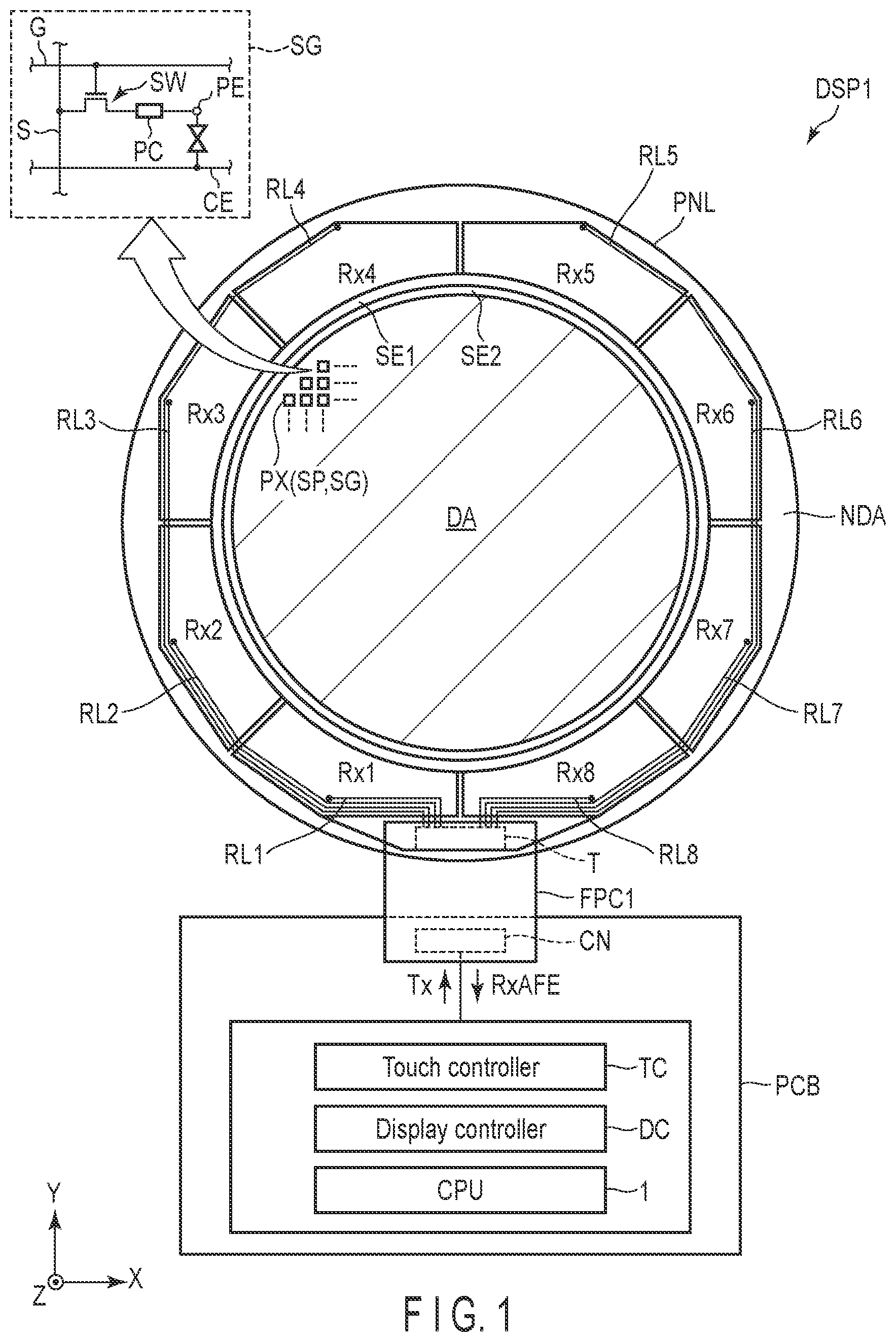 Patent US11774814 Figure 1 – Display device and watch