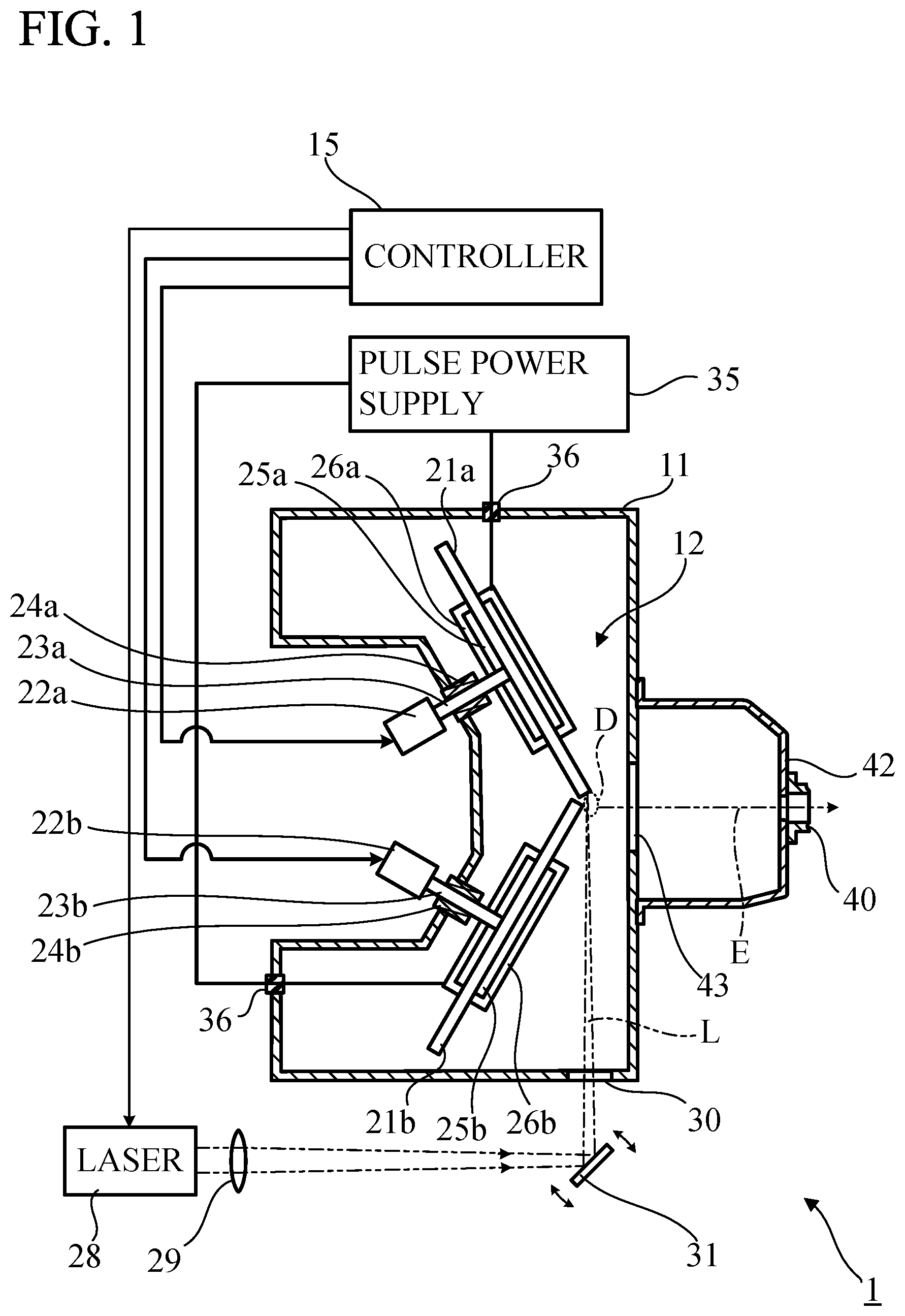 Patent US11774856 — Extreme ultraviolet light source device — Figure 1