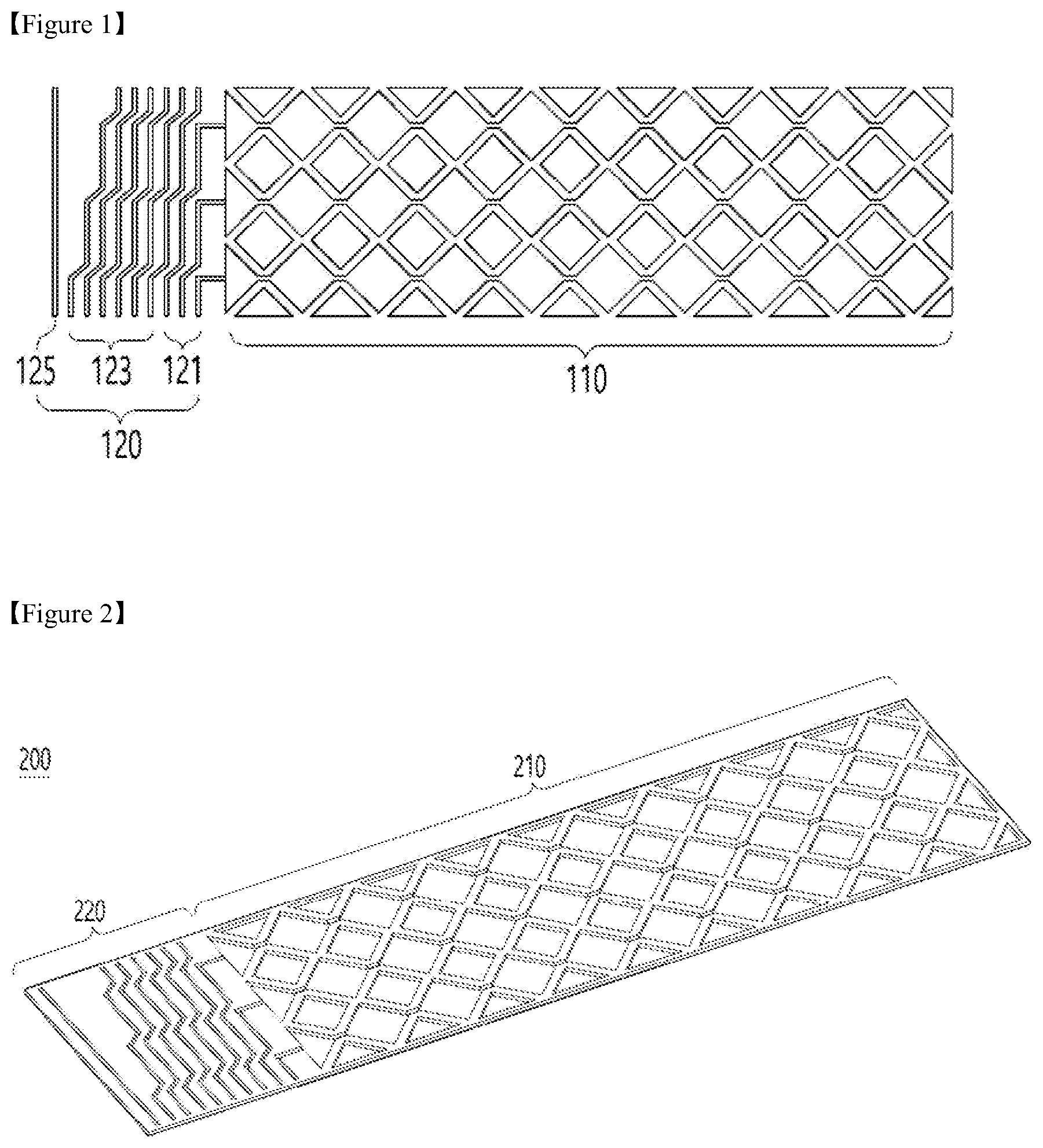 Patent US11774858 Figure 1 – Touch sensor and exposure mask for forming same
