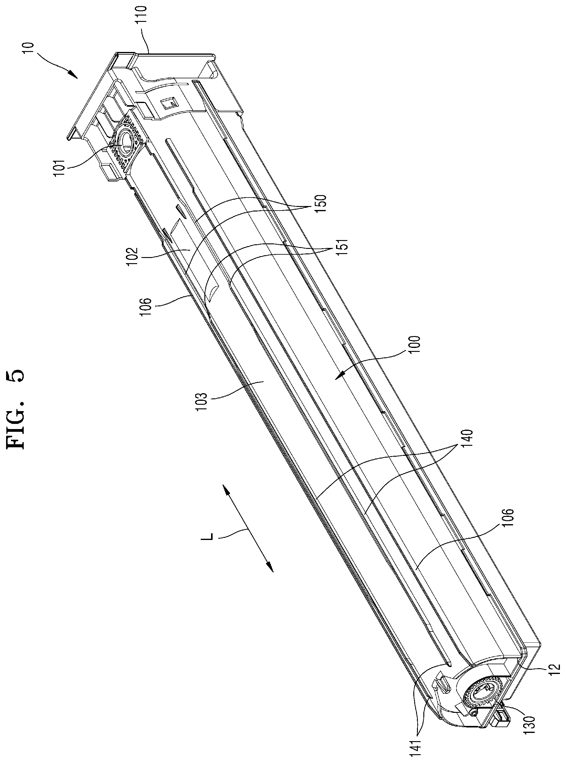 Patent US11774877 Figure 5 – Developer cartridge including structure for detecting developer end