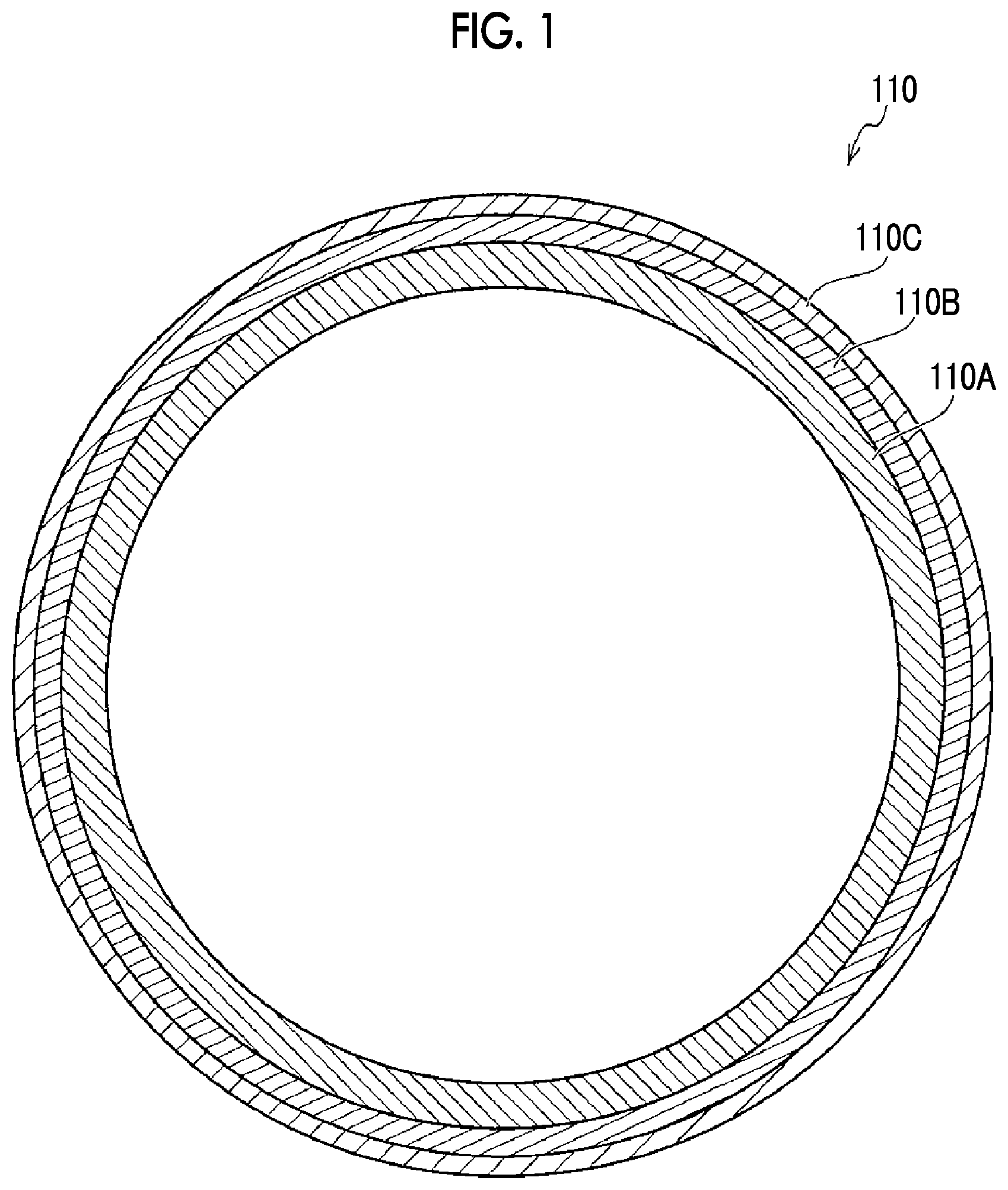 Patent US11774885 Figure 1 – Polymer material molded product, fixing member, method for producing fixing member, fixing device, and image forming apparatus