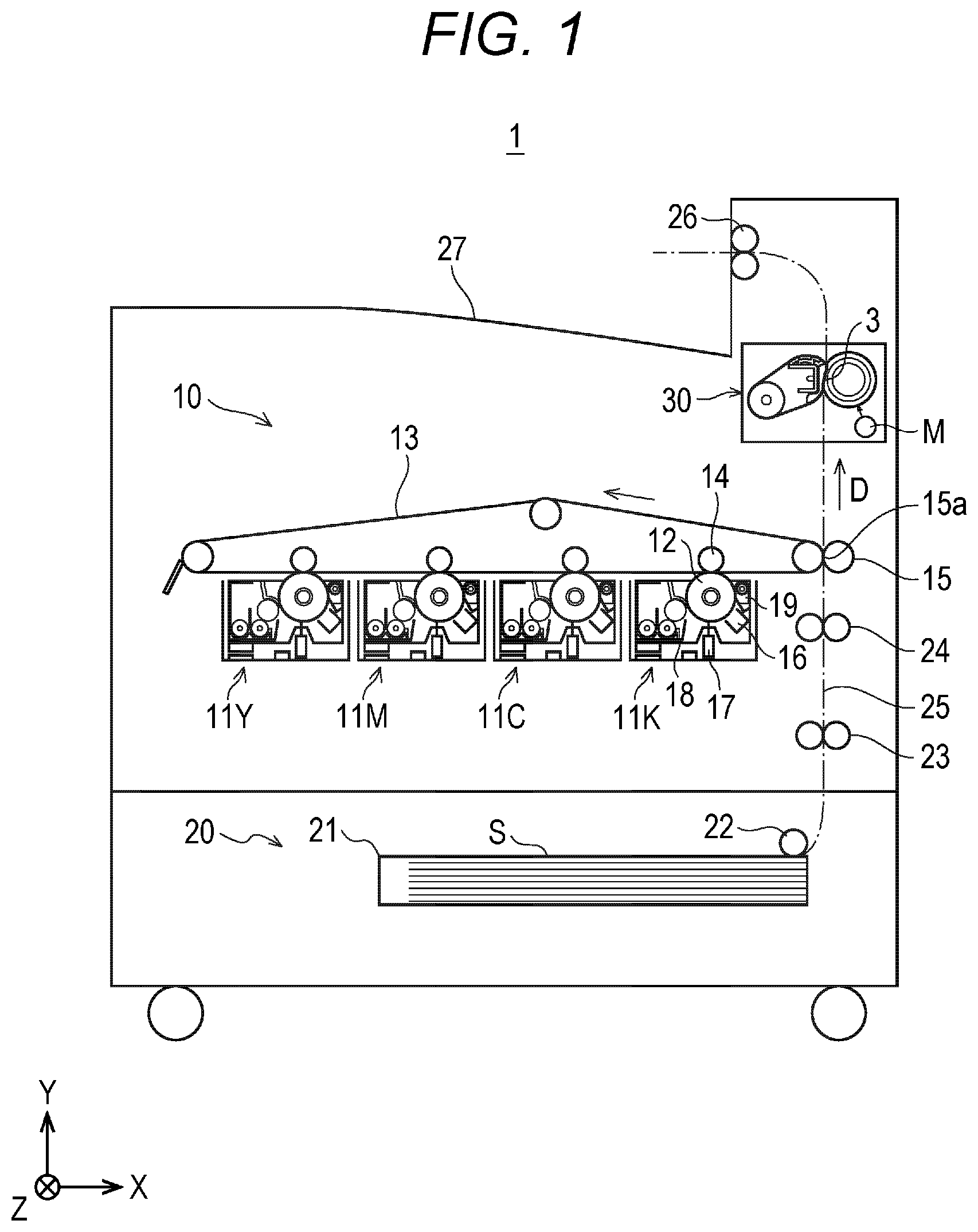 Patent US11774892 Figure 1 – Fixing apparatus containing non-rotary pad and pressure application part, and image forming apparatus containing same