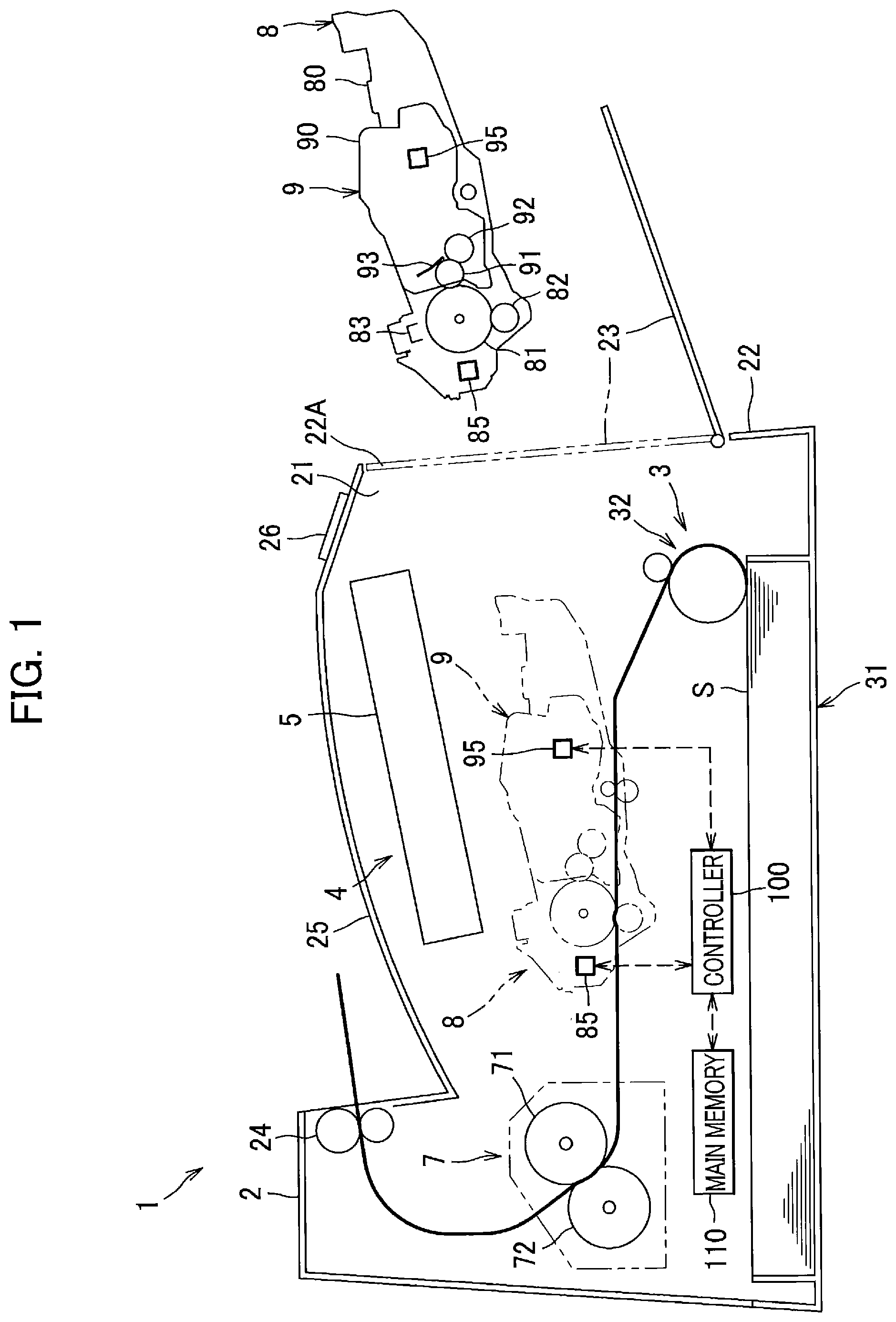 Patent US11774894 Figure 1 – Image forming apparatus capable of determining whether to order new drum cartridge together with new toner cartridge