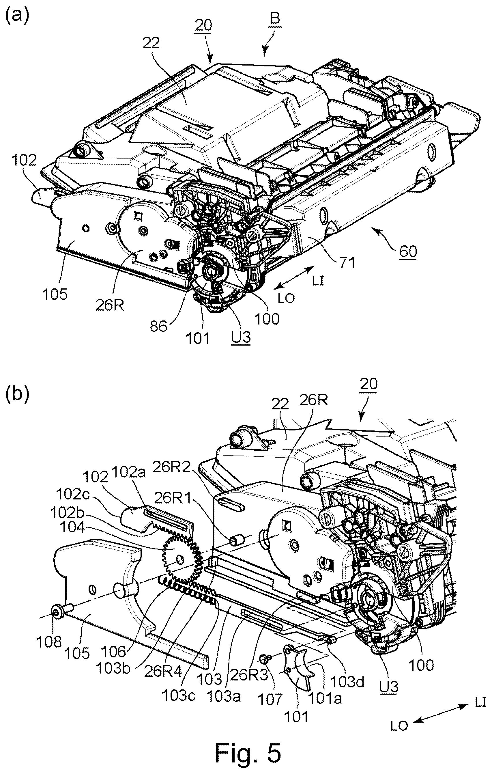 Patent US11774906 Figure 5 – Drum unit, cartridge, process cartridge and electrophotographic image forming apparatus having a coupling member and a movable member