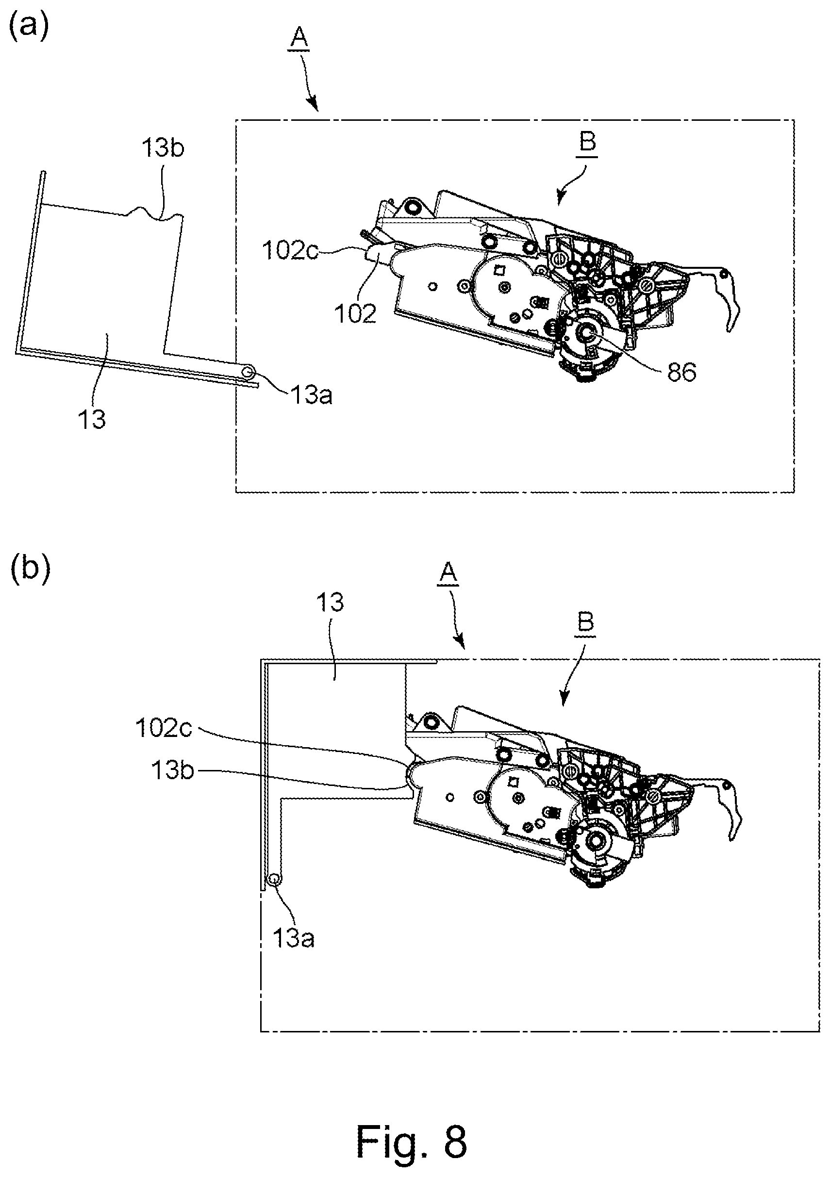 Patent US11774906 Figure 8 – Drum unit, cartridge, process cartridge and electrophotographic image forming apparatus having a coupling member and a movable member