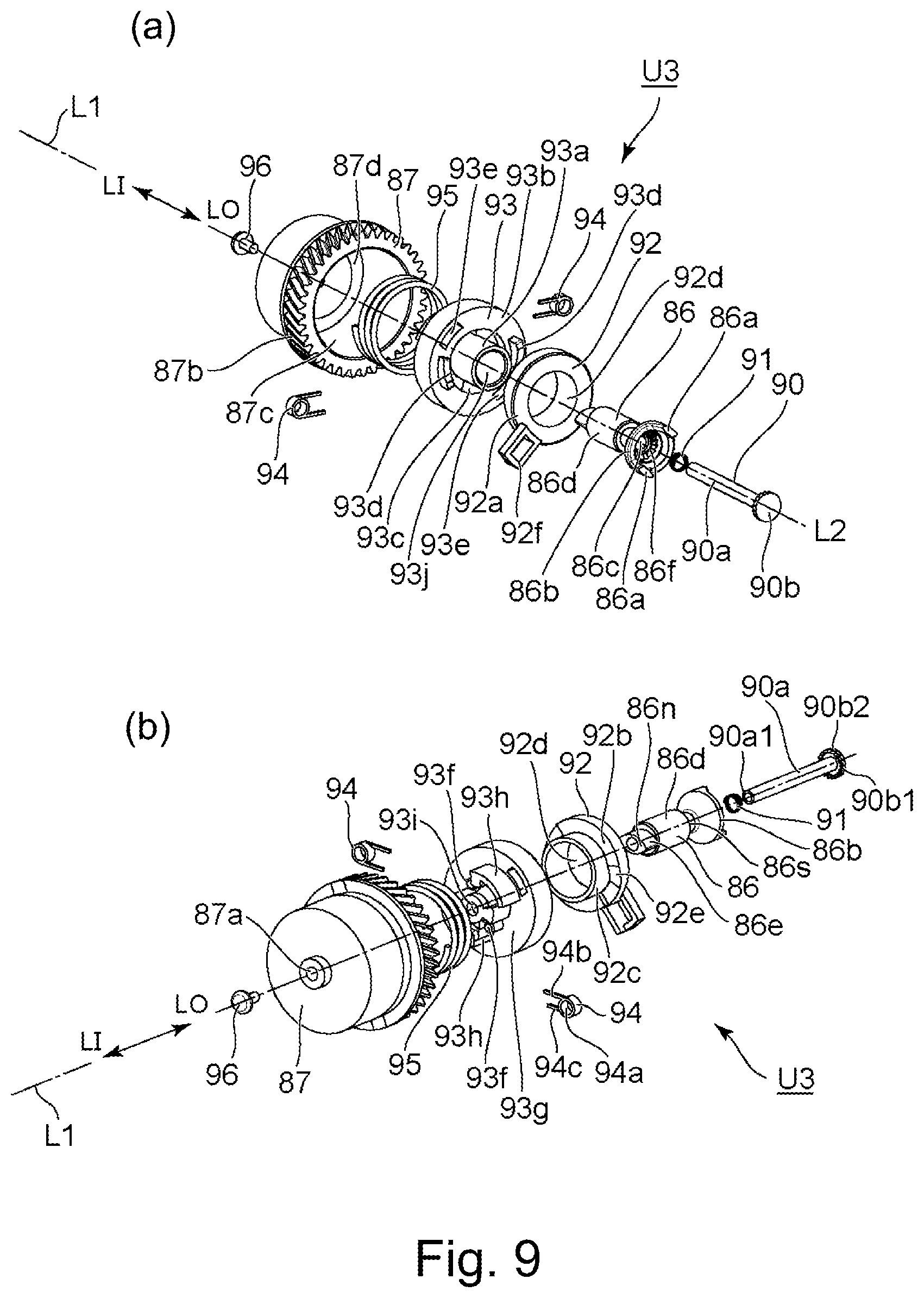 Patent US11774906 Figure 9 – Drum unit, cartridge, process cartridge and electrophotographic image forming apparatus having a coupling member and a movable member