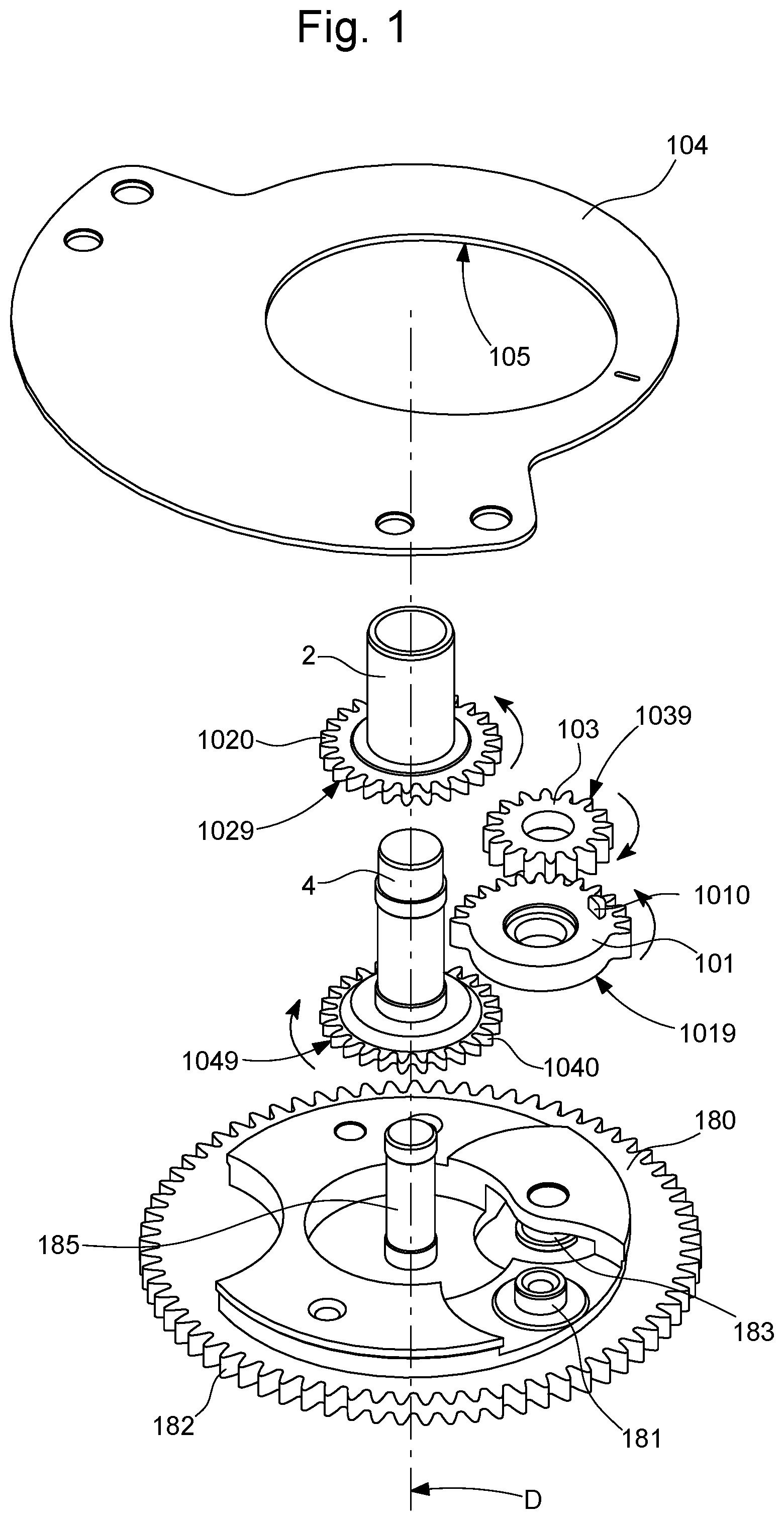 Patent US11774909 Figure 1 – Horological display mechanism with an elastic hand