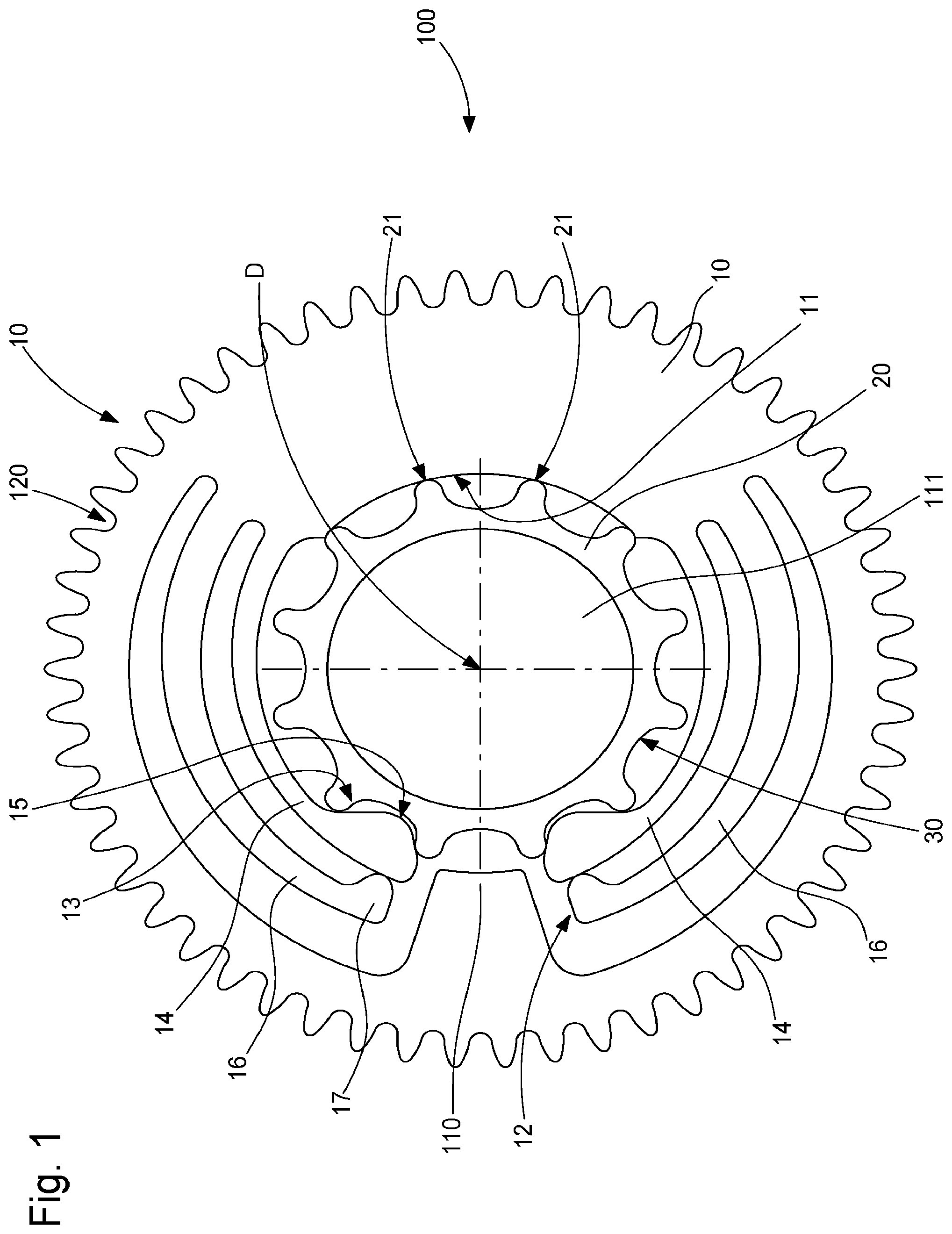 Patent US11774911 Figure 1 – Timepiece indexing element