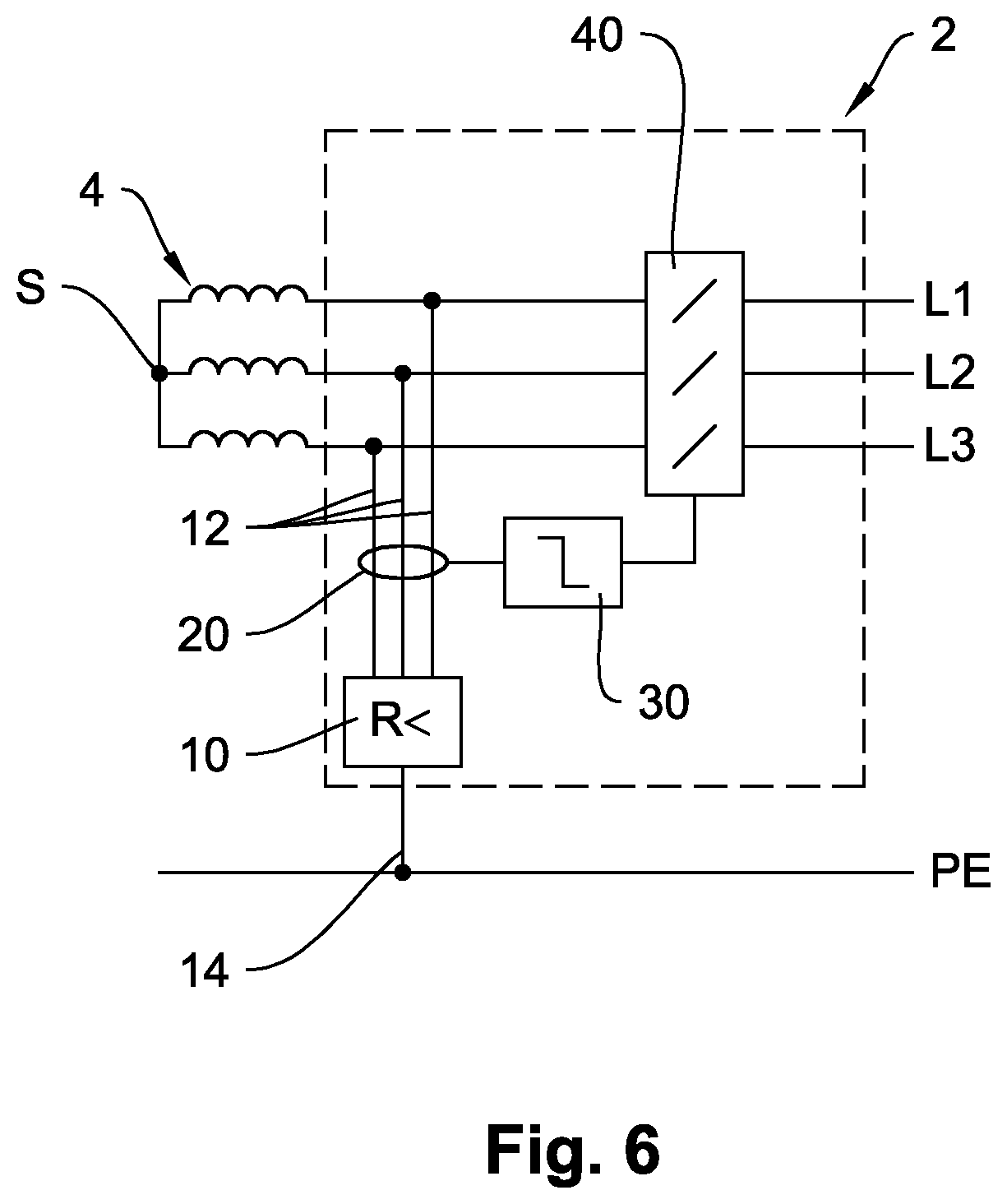 Patent US11774918 Figure 9 – Electric circuit arrangement for standard insulation monitoring with emergency shut-down for an ungrounded power supply system upon detection of a ground fault