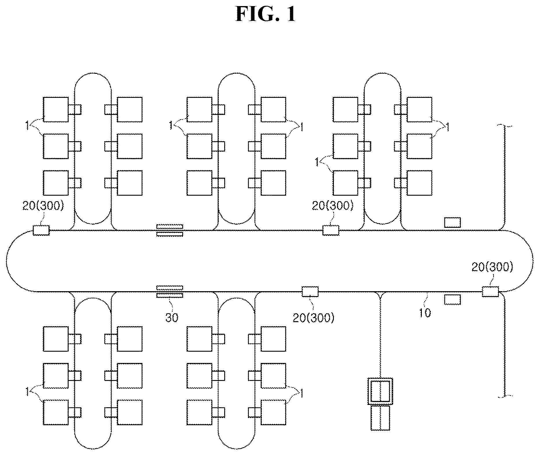 Patent US11774960 Figure 1 – Vehicle control device for article transport system in production factory and method of operating the same