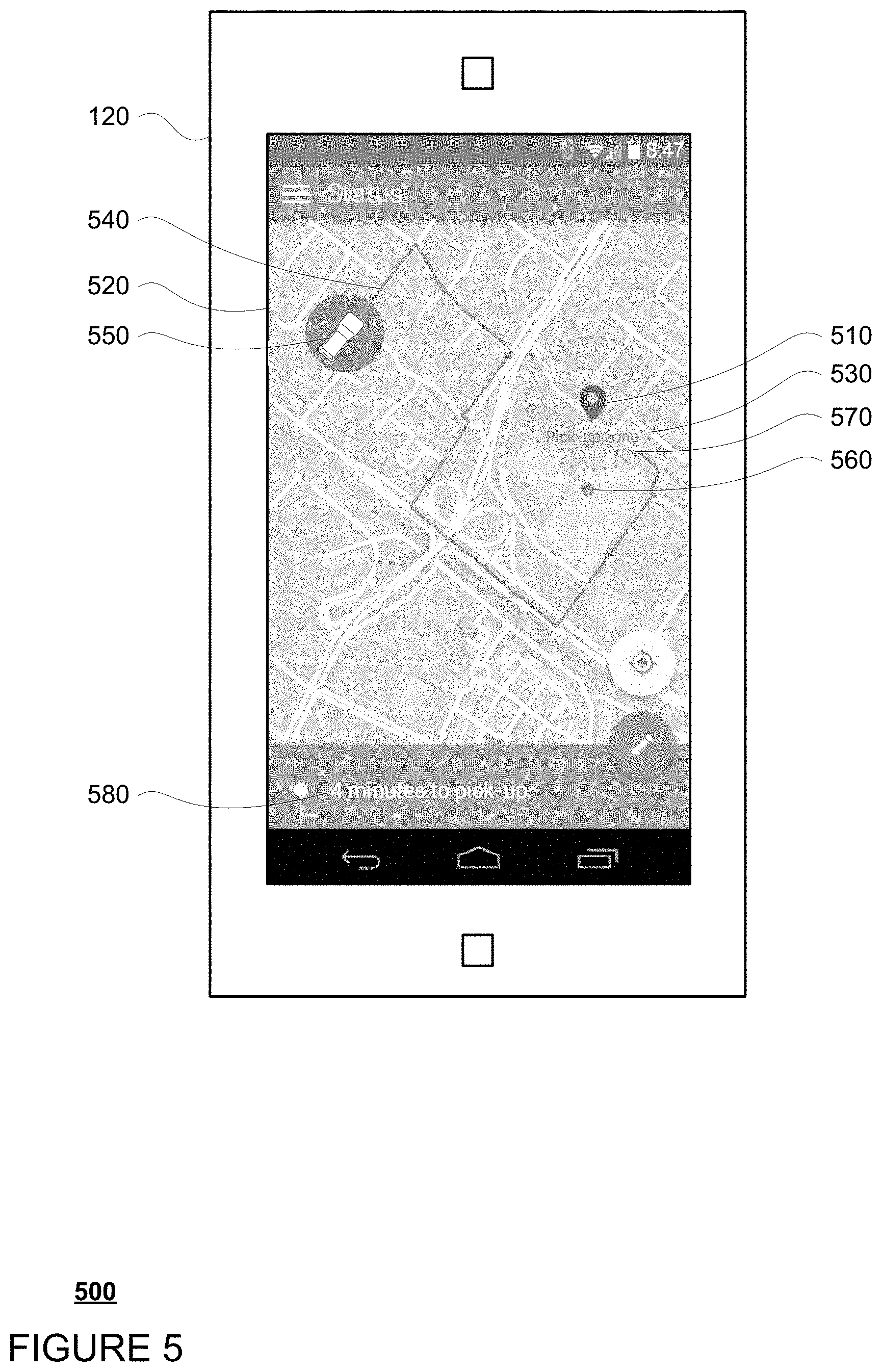 Patent US11774972 Figure 5 – Pickup and drop off zones for autonomous vehicles