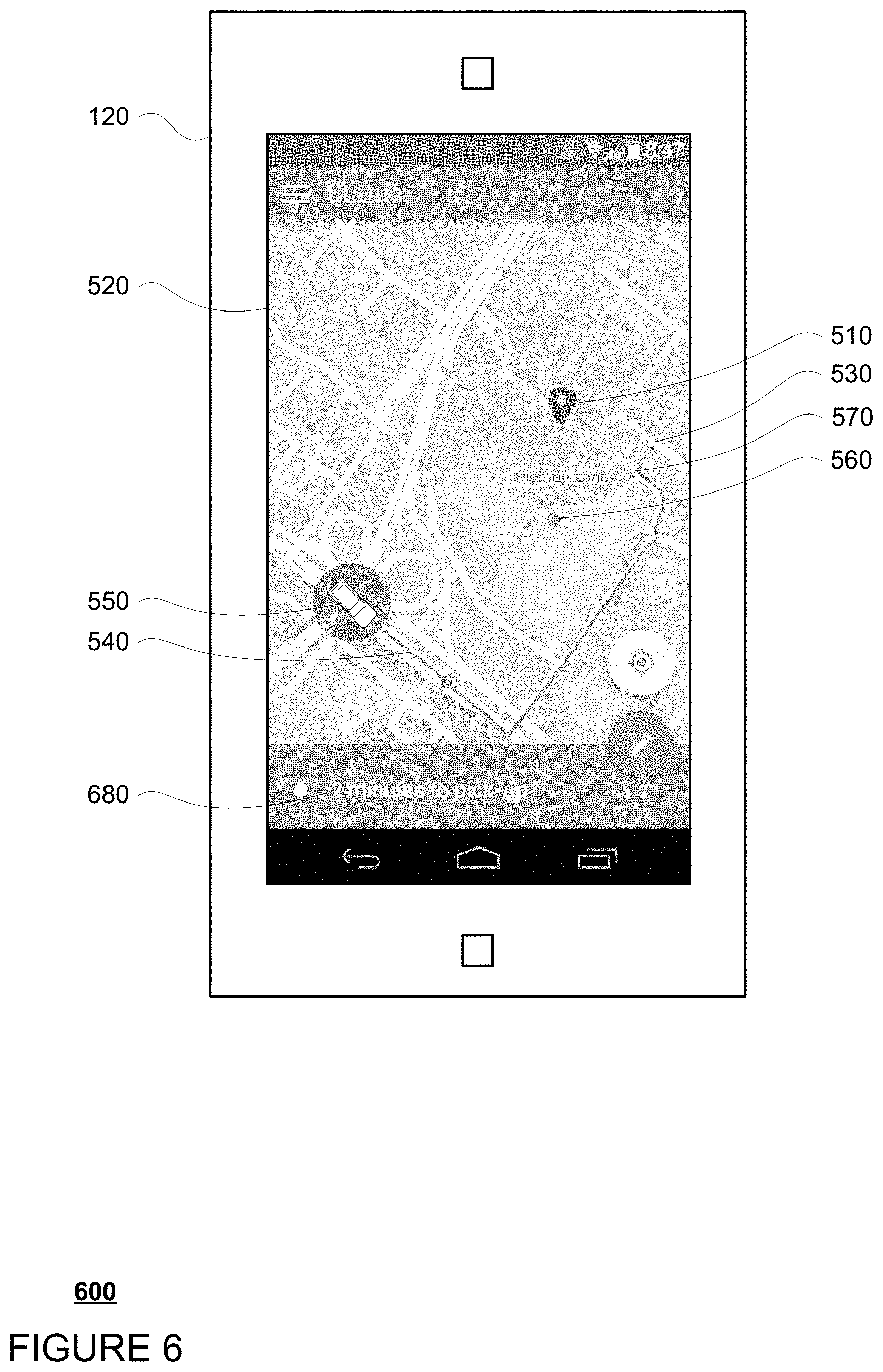 Patent US11774972 Figure 6 – Pickup and drop off zones for autonomous vehicles