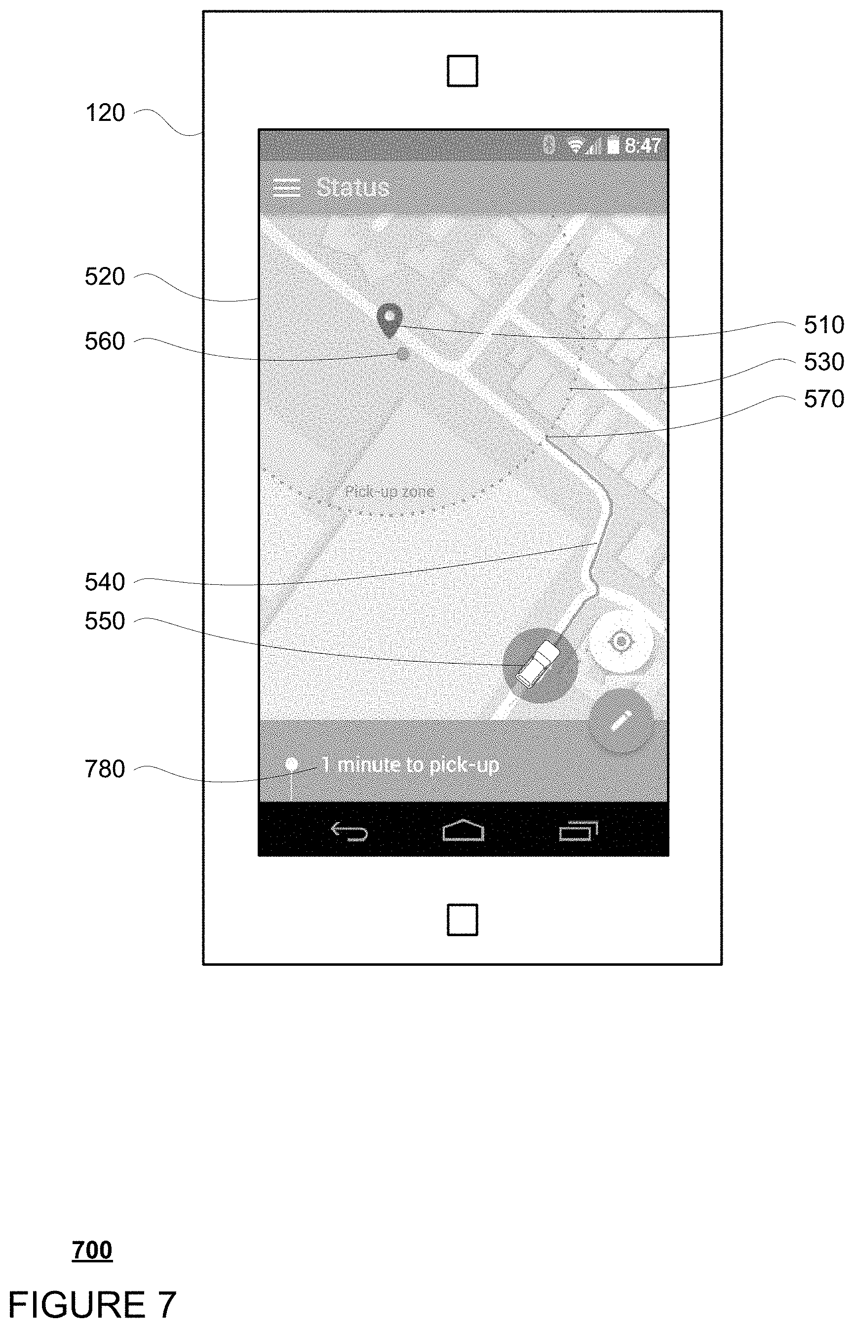 Patent US11774972 Figure 7 – Pickup and drop off zones for autonomous vehicles