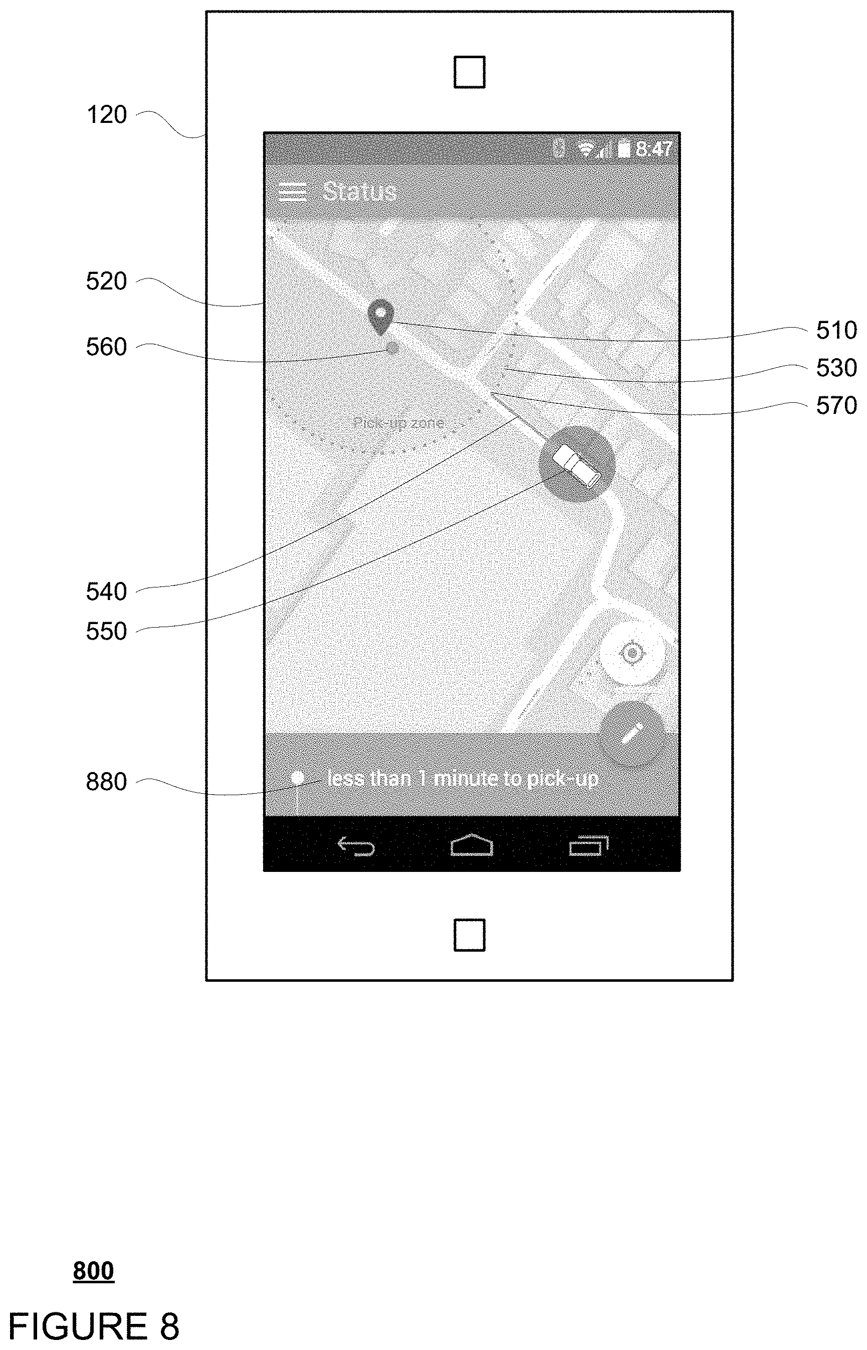 Patent US11774972 Figure 8 – Pickup and drop off zones for autonomous vehicles