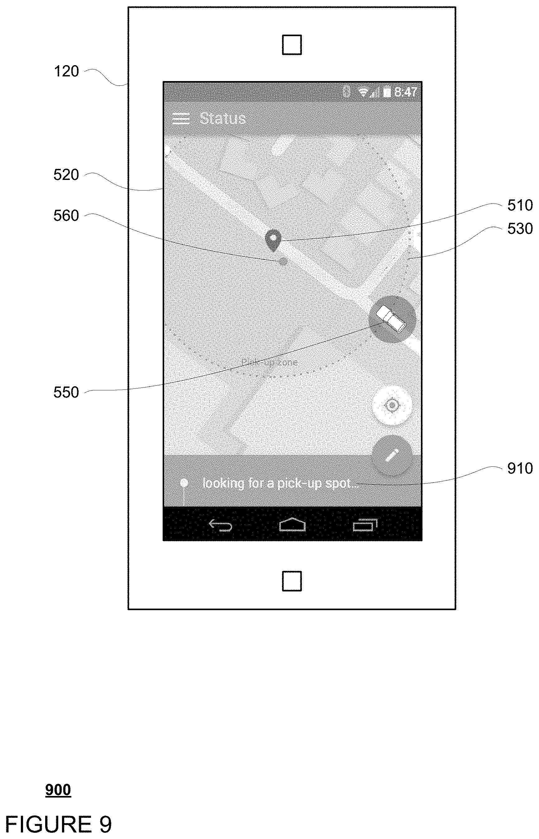 Patent US11774972 Figure 9 – Pickup and drop off zones for autonomous vehicles