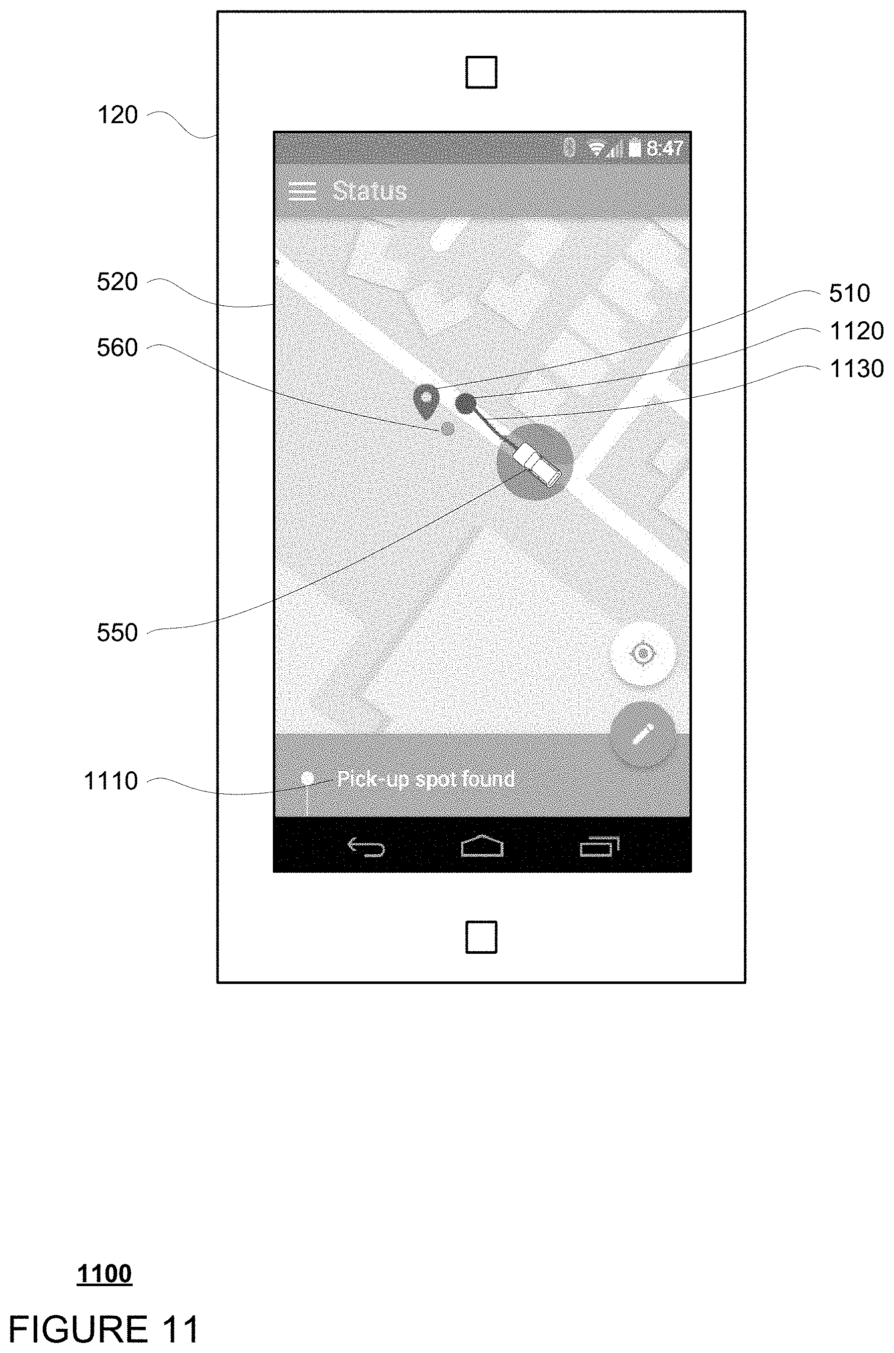 Patent US11774972 Figure 11 – Pickup and drop off zones for autonomous vehicles