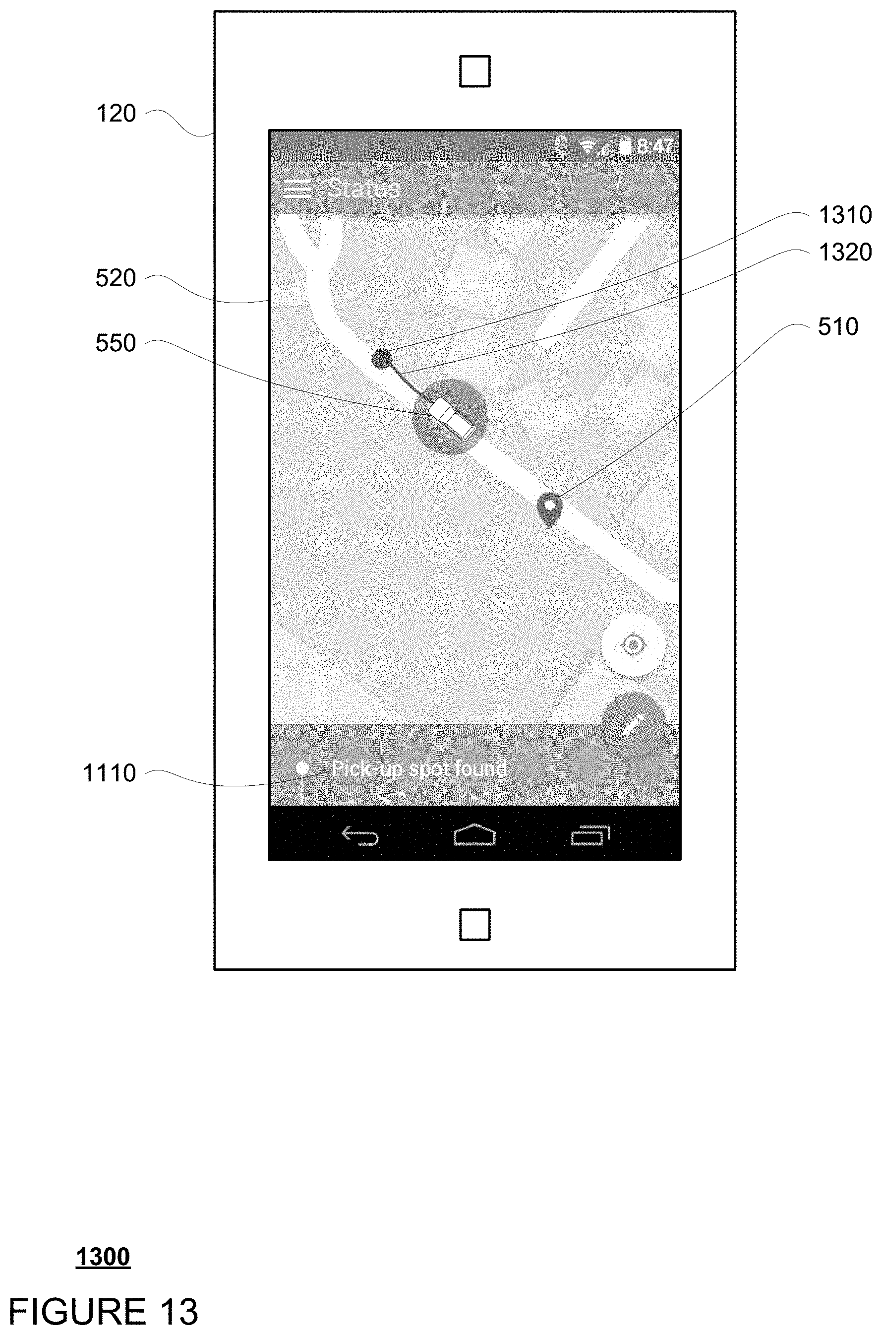 Patent US11774972 Figure 13 – Pickup and drop off zones for autonomous vehicles