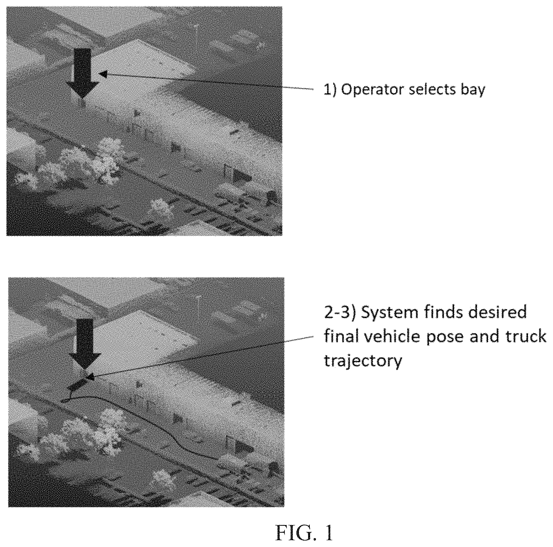 Patent US11774981 — Driver aid and autonomous tractor-trailer parking and loading dock alignment system — Figure 1