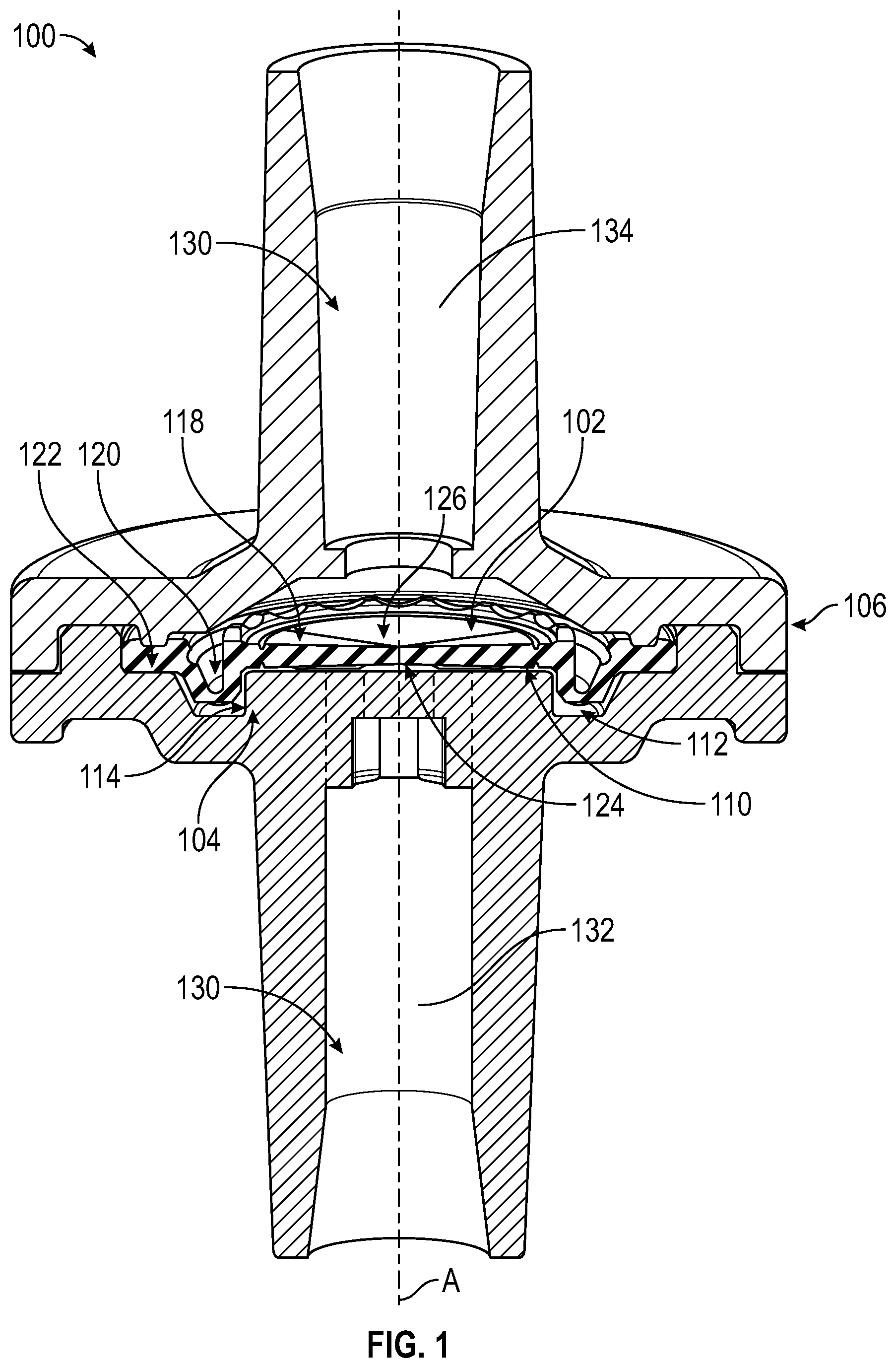 Patent US11774988 Figure 1 – Diaphragm check valve