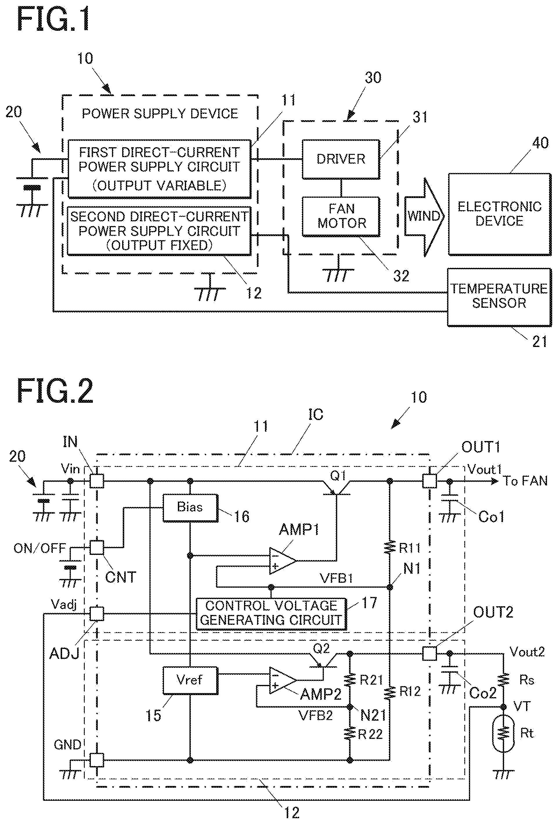 Patent US11774992 — Power supply device and semiconductor device for power supply control — Figure 1