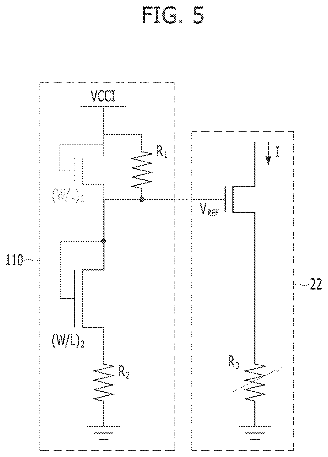Patent US11774997 Figure 5 – Semiconductor device for generating a reference current or voltage in various temperatures