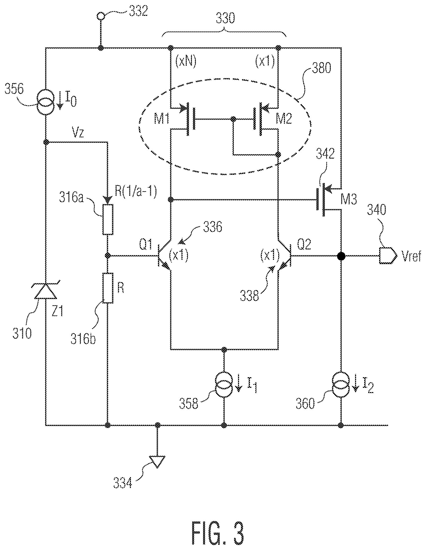Patent US11774999 Figure 3 – Voltage reference generation with compensation for temperature variation