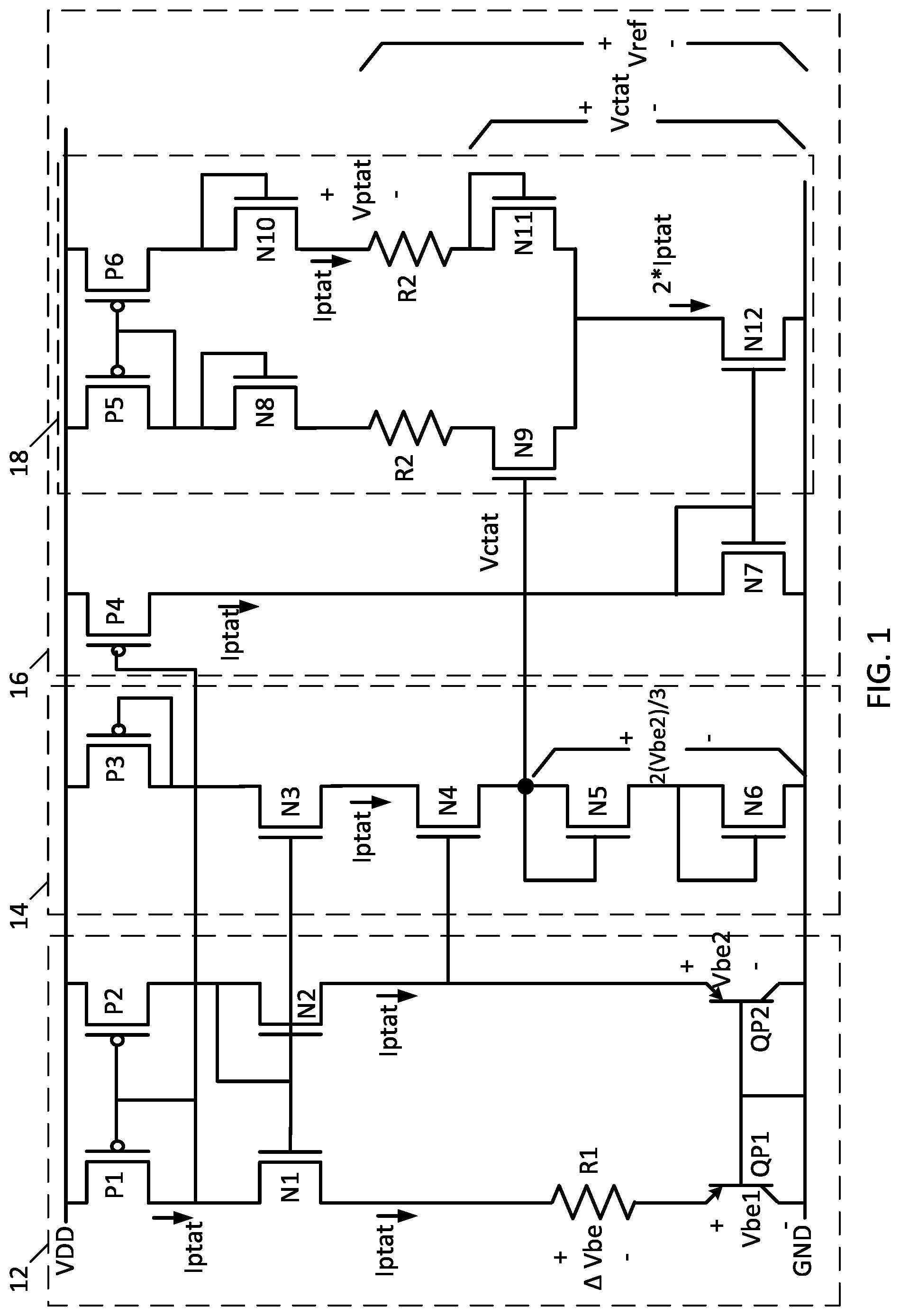 Patent US11775001 — Sub-bandgap compensated reference voltage generation circuit — Figure 1