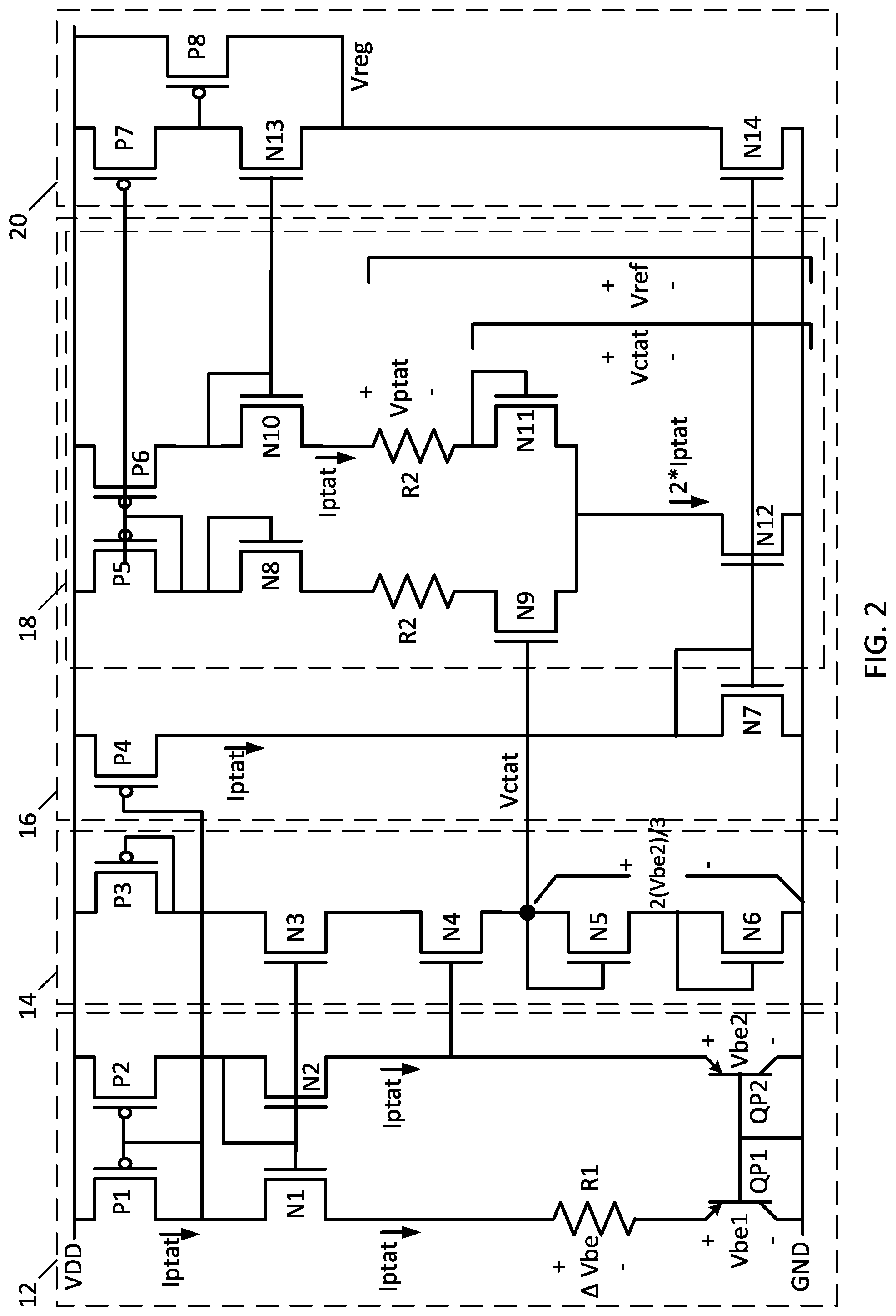 Patent US11775001 Figure 2 – Sub-bandgap compensated reference voltage generation circuit