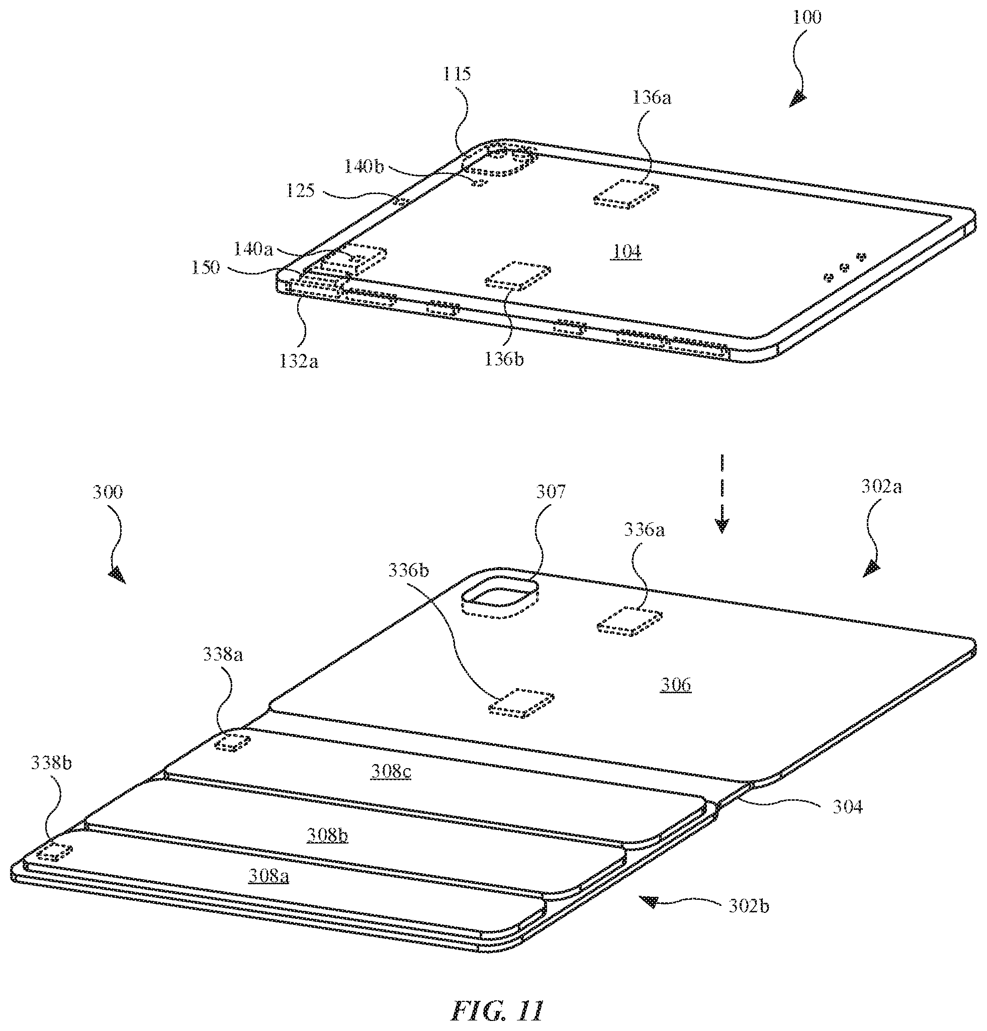 Patent US11775006 Figure 8 – Electronic device with magnetic field sensor design for detection of multiple accessories