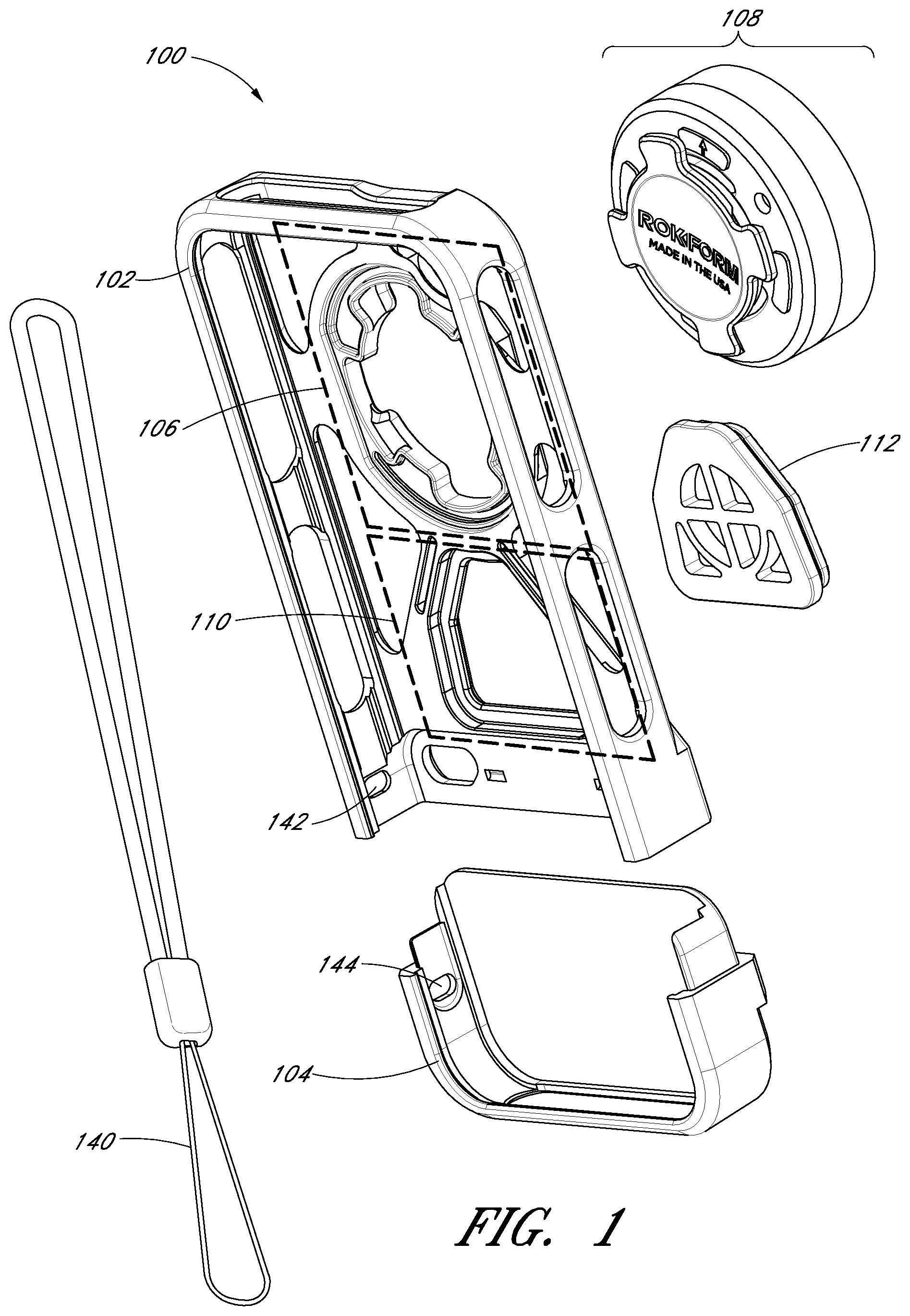 Patent US11775019 Figure 1 – Case and mount system for handheld electronic device