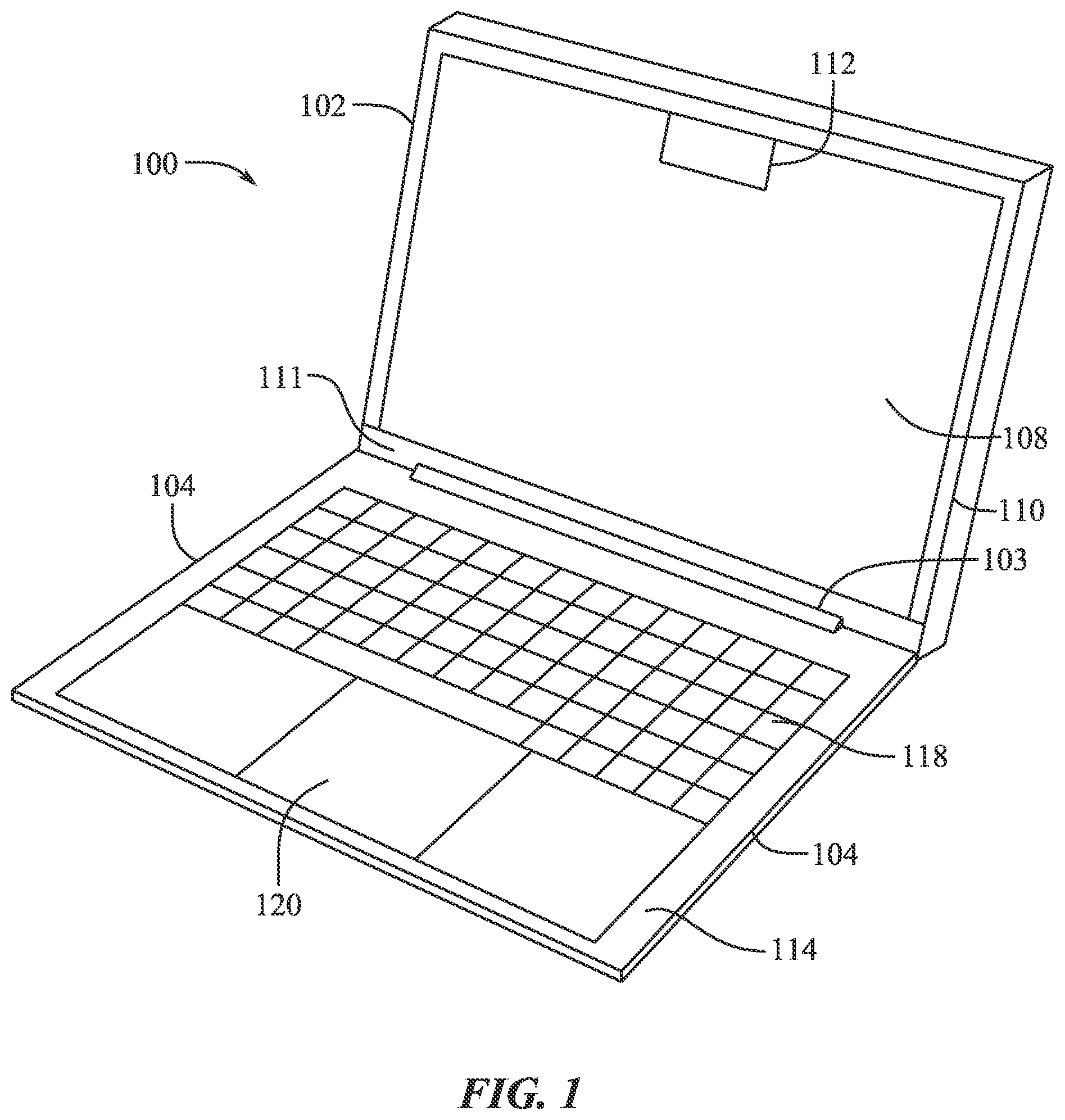 Patent US11775031 Figure 1 – Electronic device display
