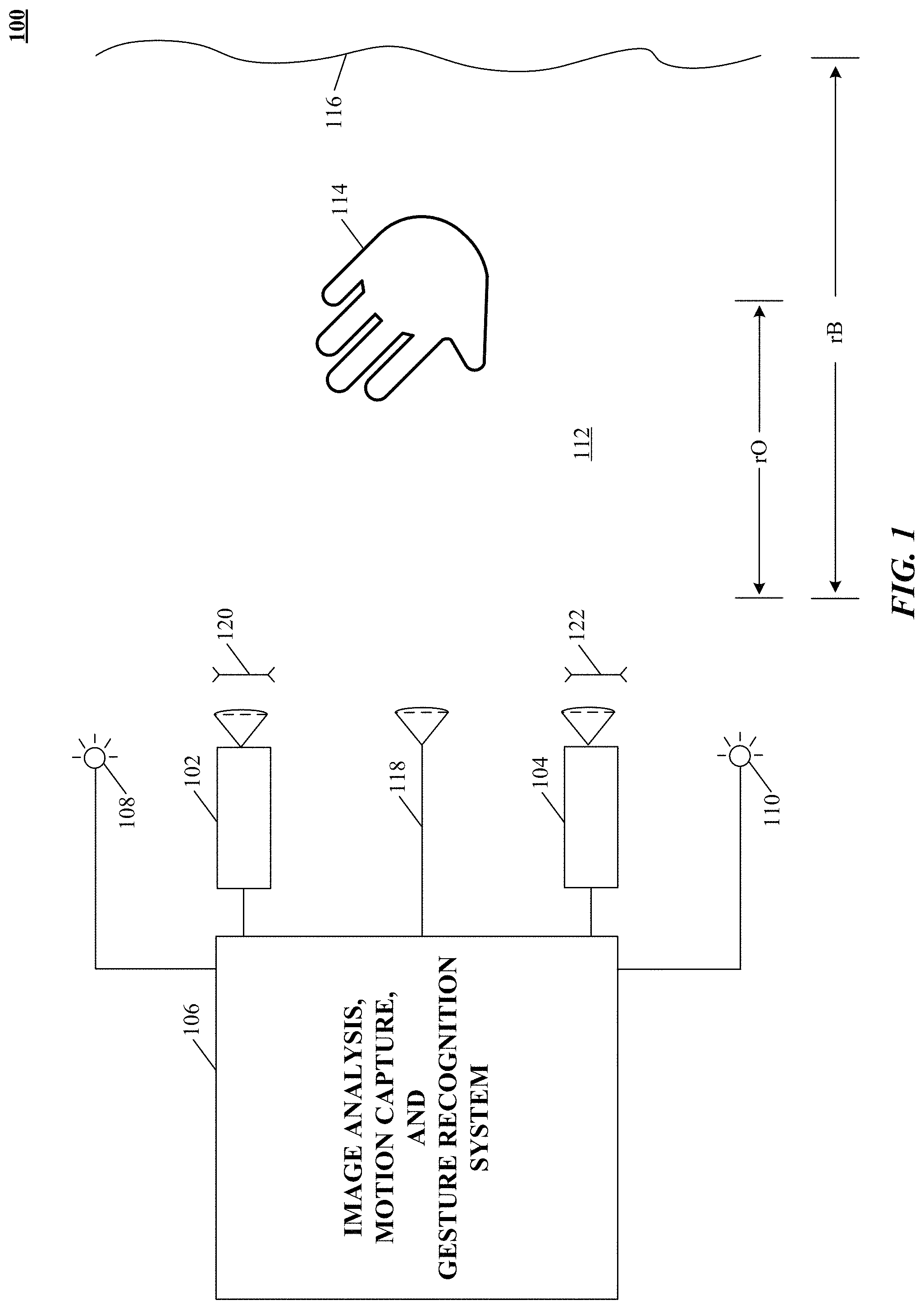 Patent US11775033 Figure 1 – Enhanced field of view to augment three-dimensional (3D) sensory space for free-space gesture interpretation