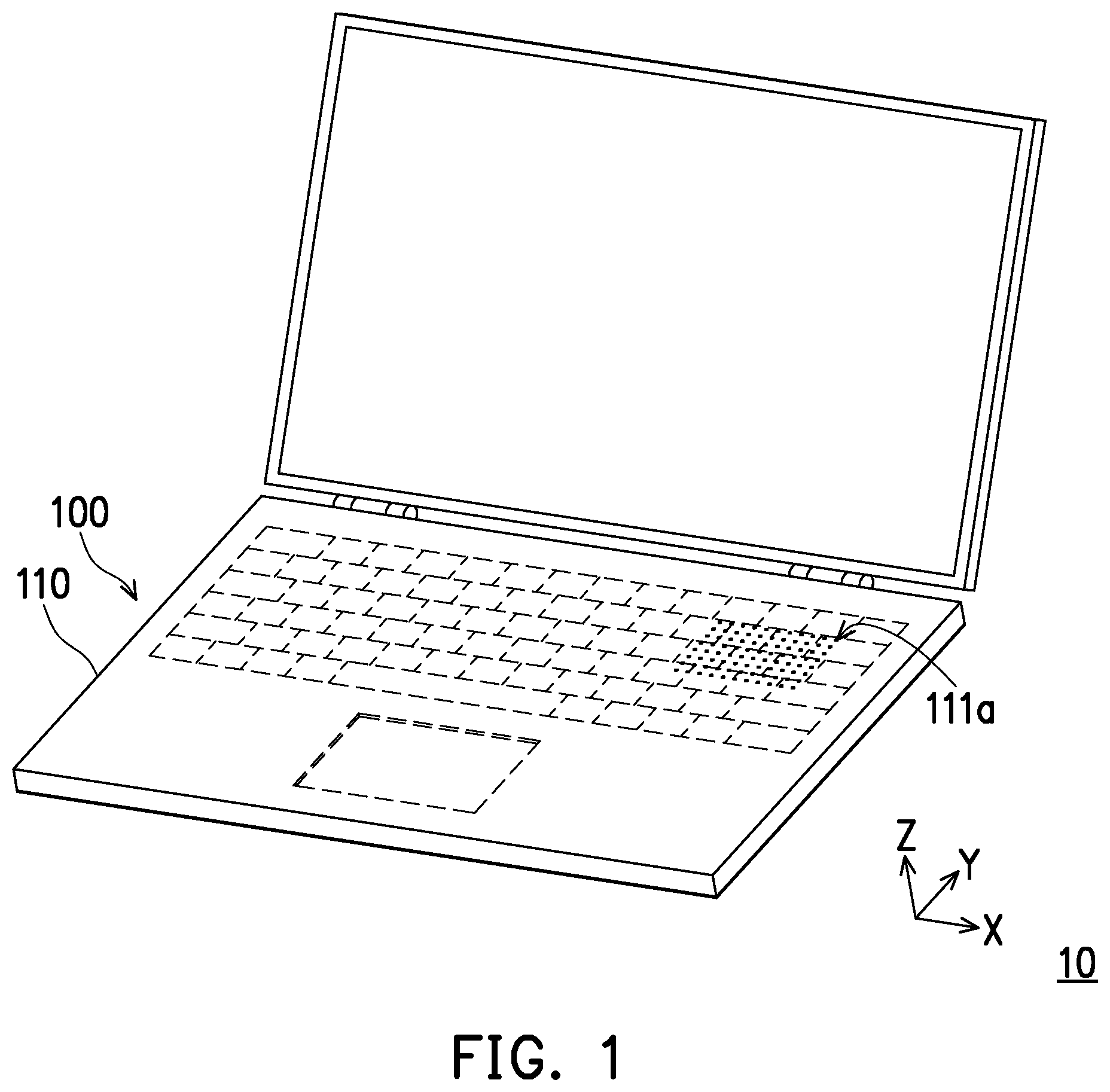 Patent US11775034 Figure 1 – Heat dissipation system of portable electronic device