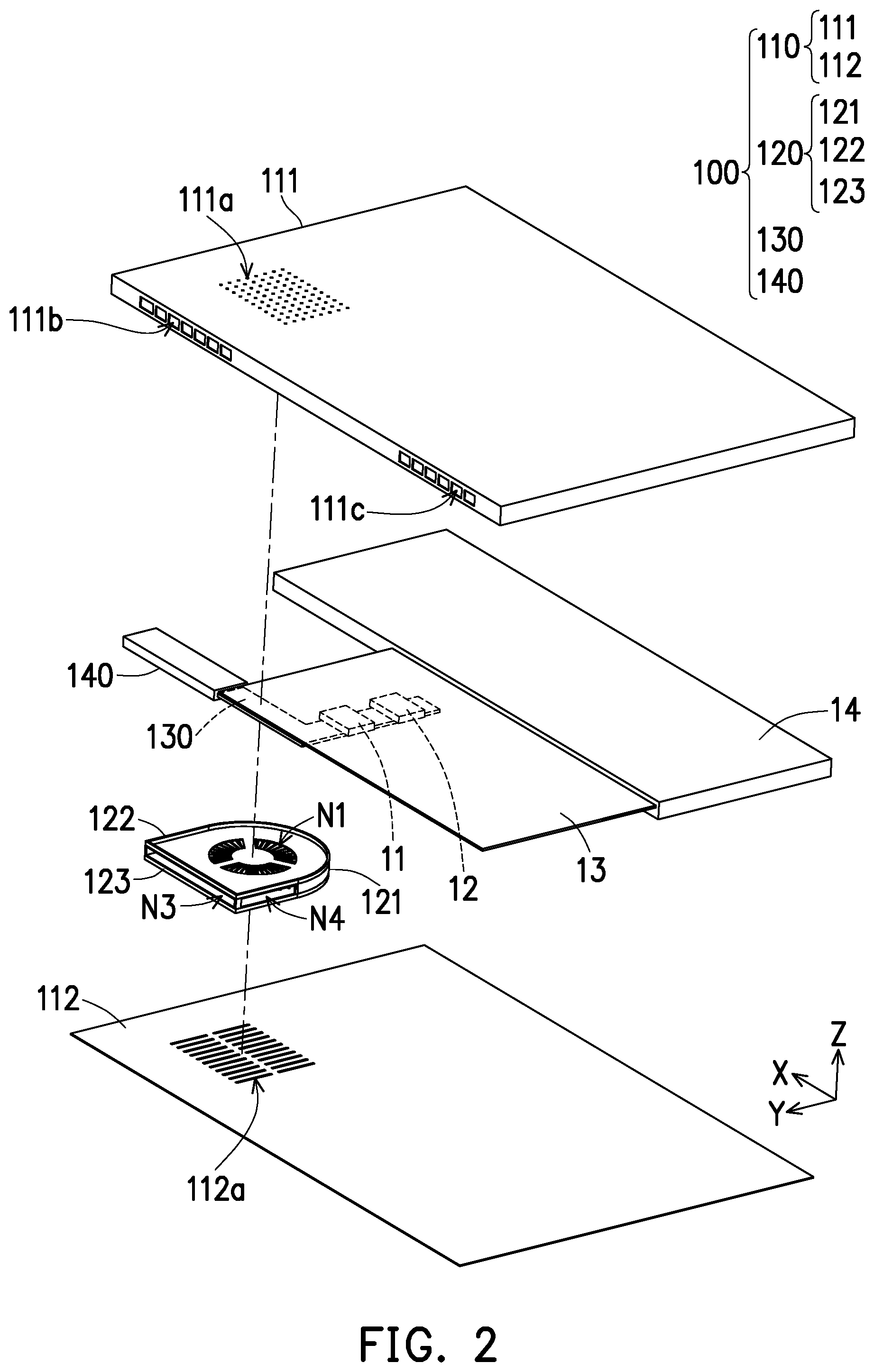 Patent US11775034 Figure 2 – Heat dissipation system of portable electronic device