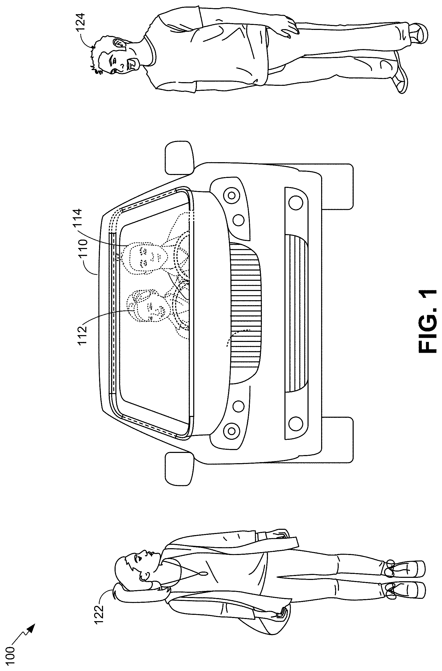 Patent US11775054 Figure 1 – Virtual models for communications between autonomous vehicles and external observers