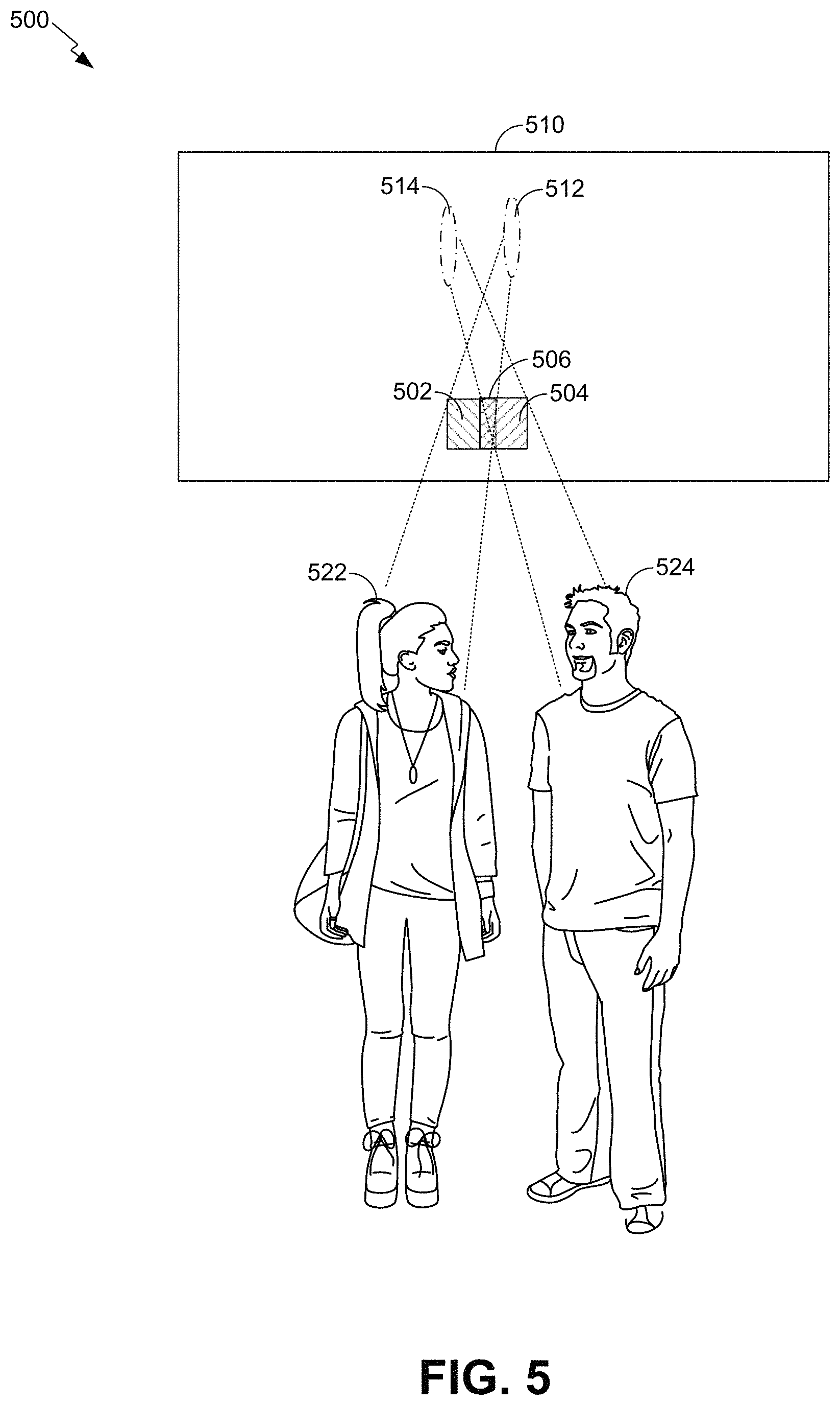 Patent US11775054 Figure 5 – Virtual models for communications between autonomous vehicles and external observers