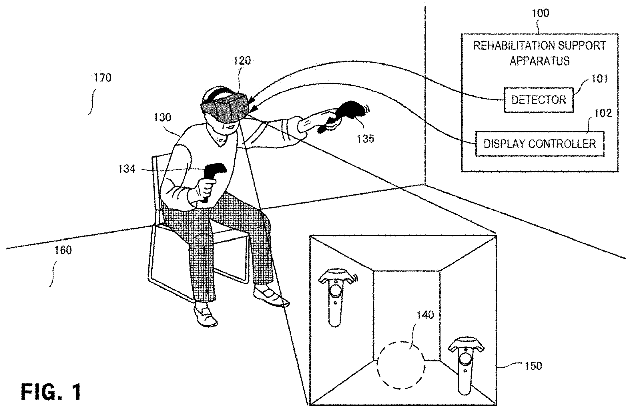 Patent US11775055 Figure 1 – Rehabilitation support apparatus, method therefor, and program