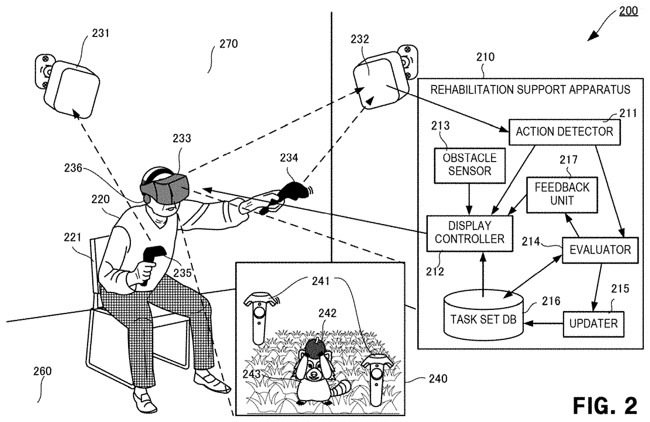 Patent US11775055 Figure 2 – Rehabilitation support apparatus, method therefor, and program