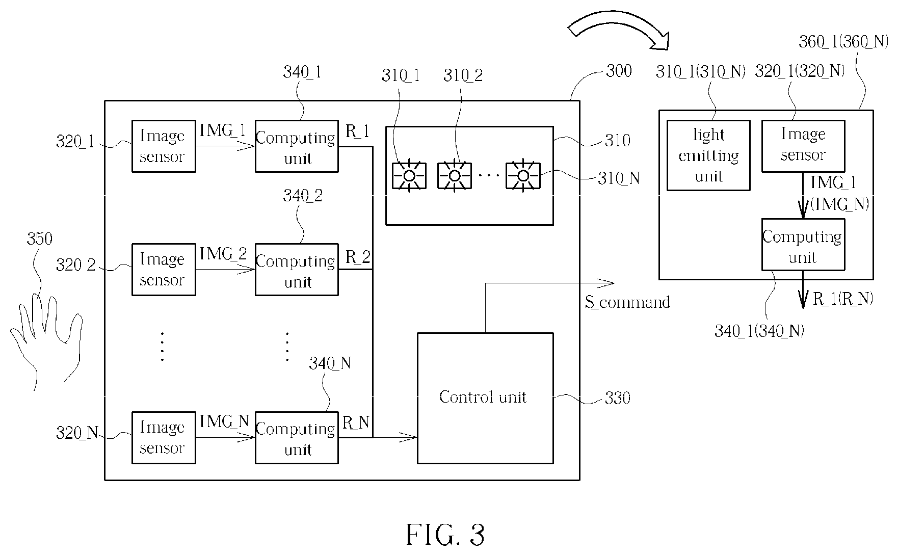 Patent US11775076 Figure 3 – Motion detecting system having multiple sensors