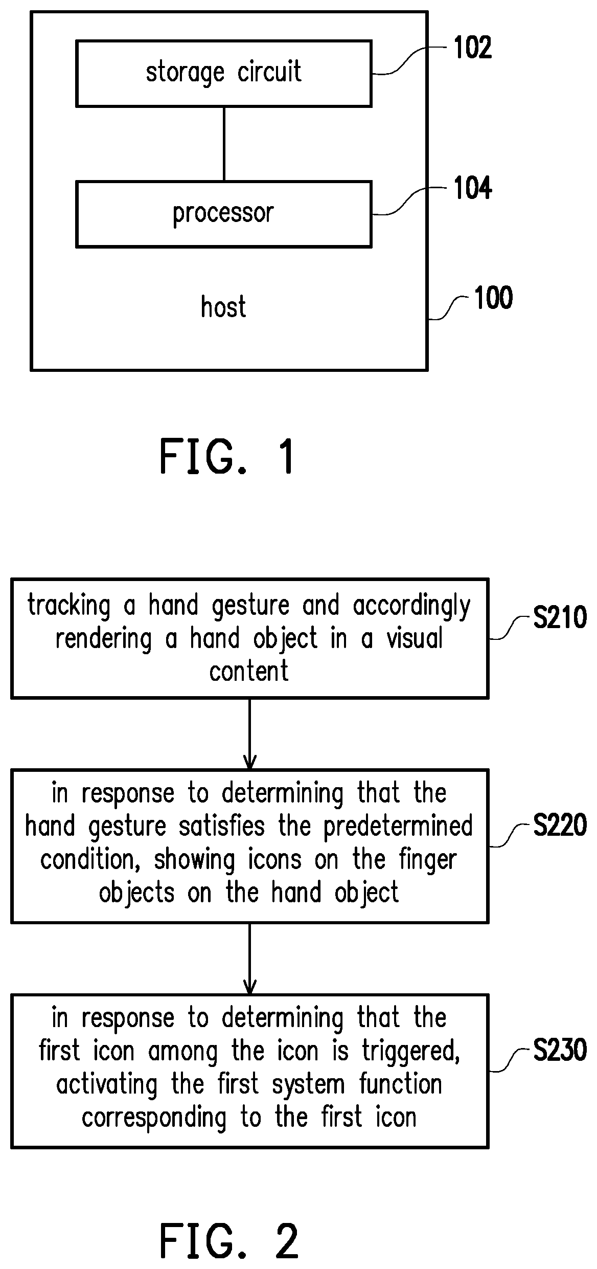 Patent US11775077 Figure 1 – Method for activating system function in response to triggered icon on hand object, host, and computer readable storage medium