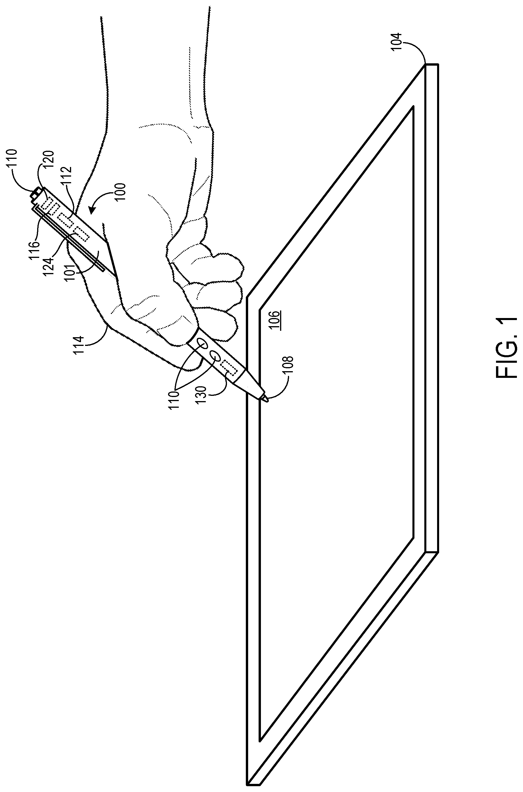 Patent US11775084 Figure 1 – Stylus haptic component arming and power consumption