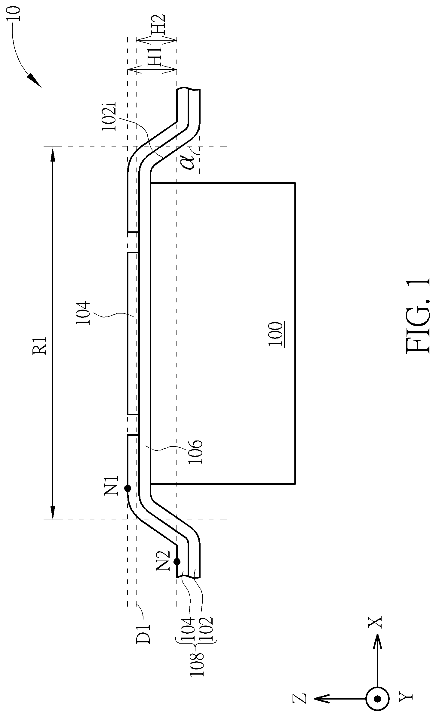 Patent US11775098 Figure 1 – Flexible electronic device
