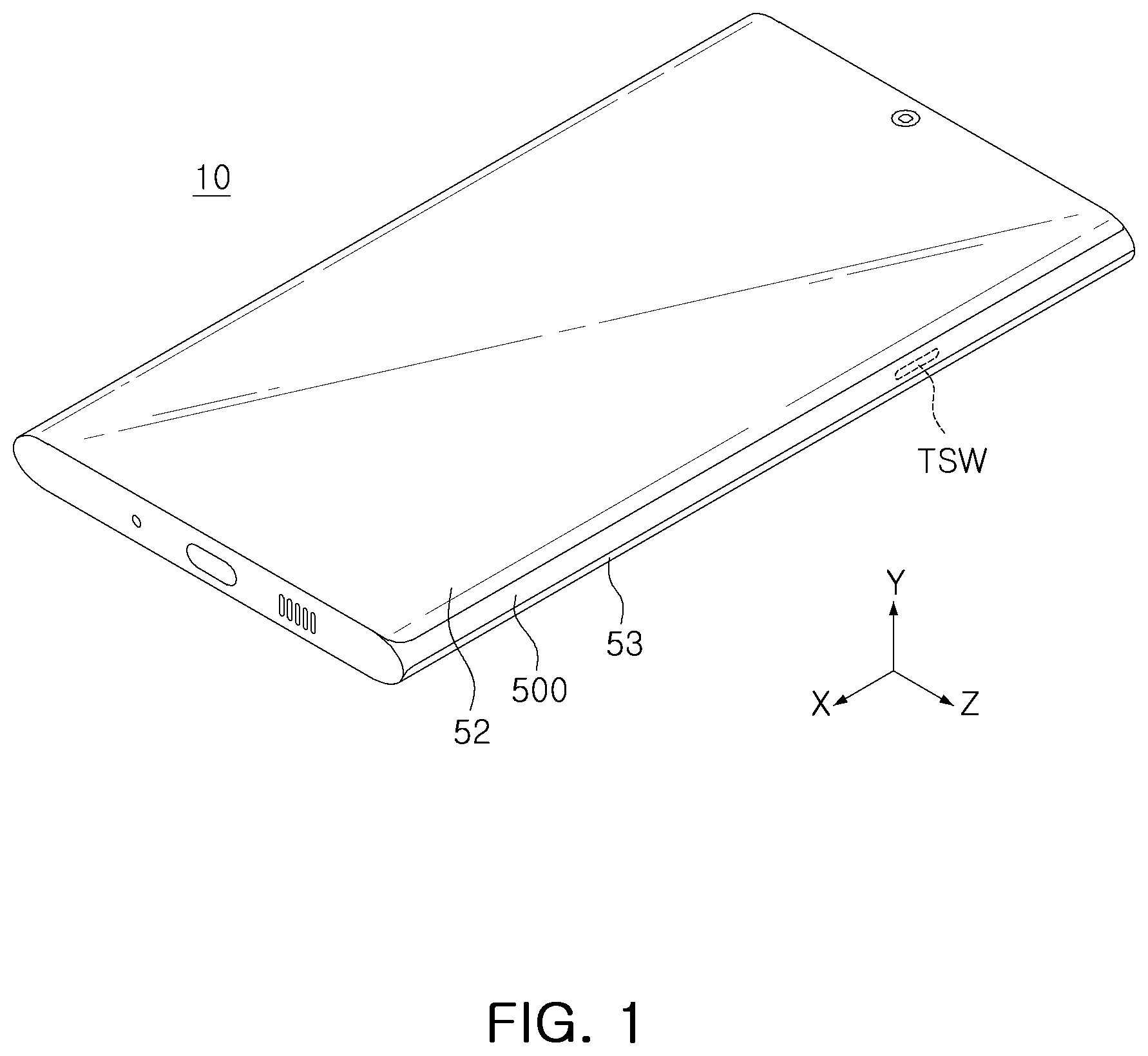 Patent US11775099 Figure 1 – Touch sensing module and electronic device including the same