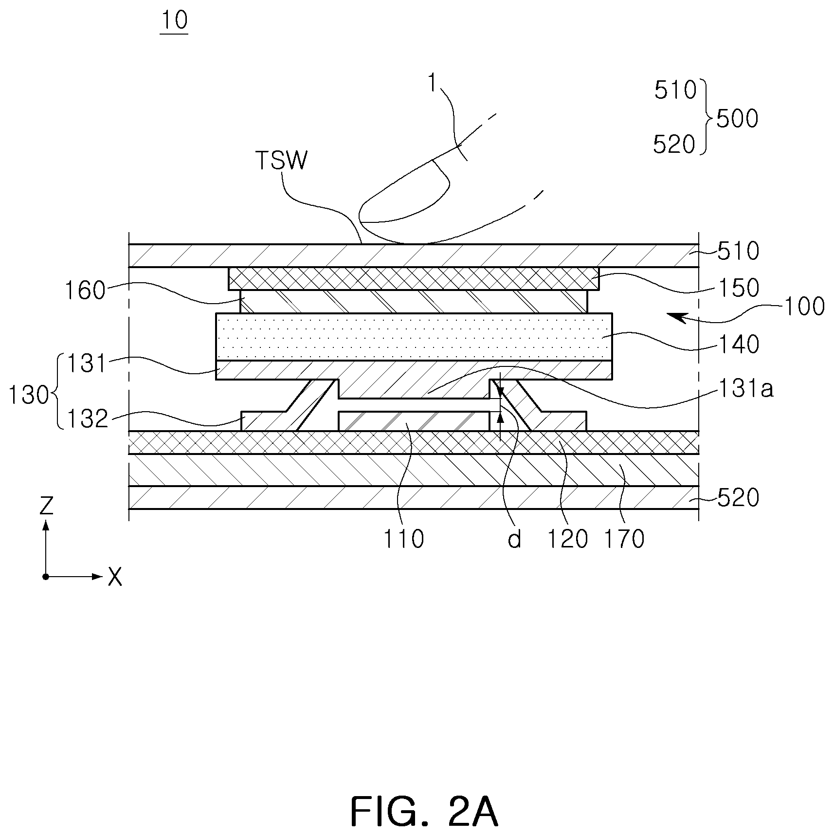 Patent US11775099 Figure 2 – Touch sensing module and electronic device including the same